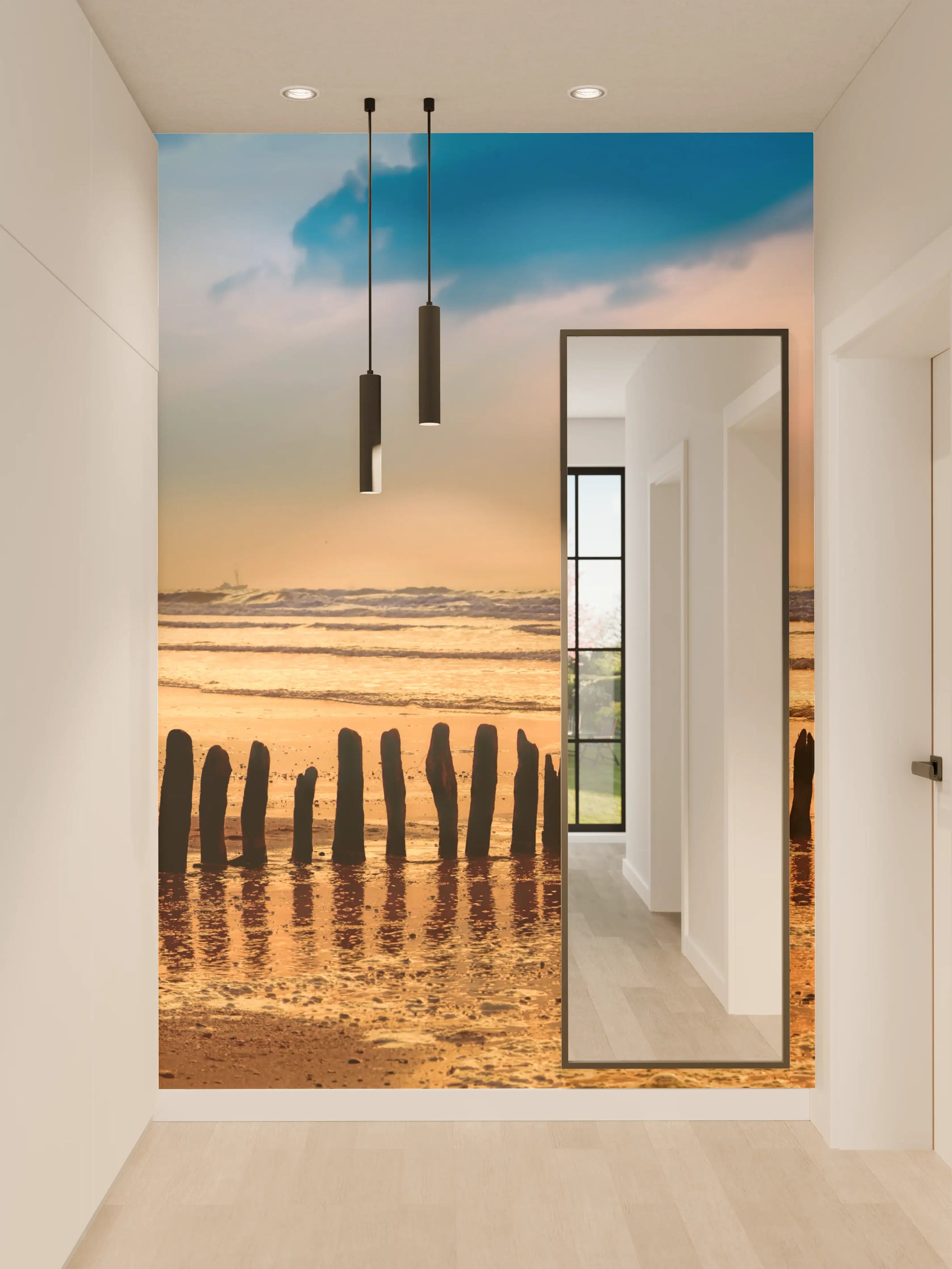 Wandverkleidung Flur - Idyllischer Sonnenuntergang am Meer