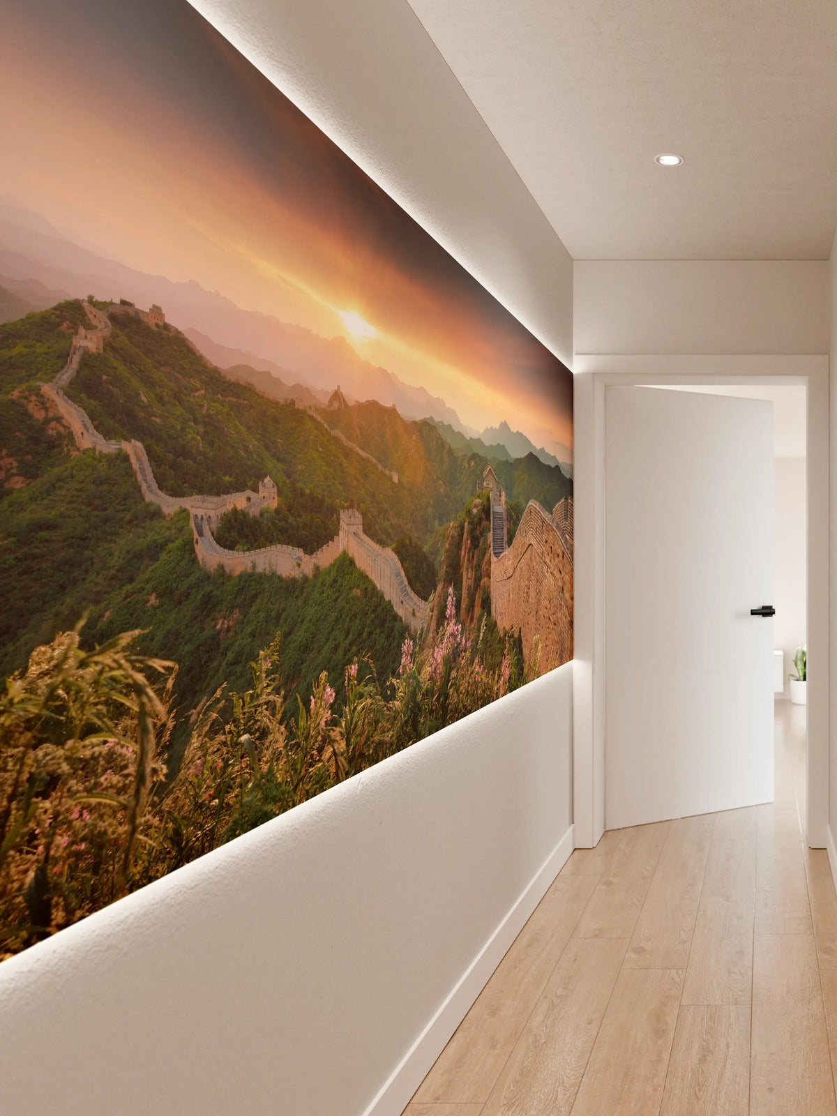 Wandverkleidung Flur - Idyllischer Sonnenuntergang über der Chinesischen Mauer