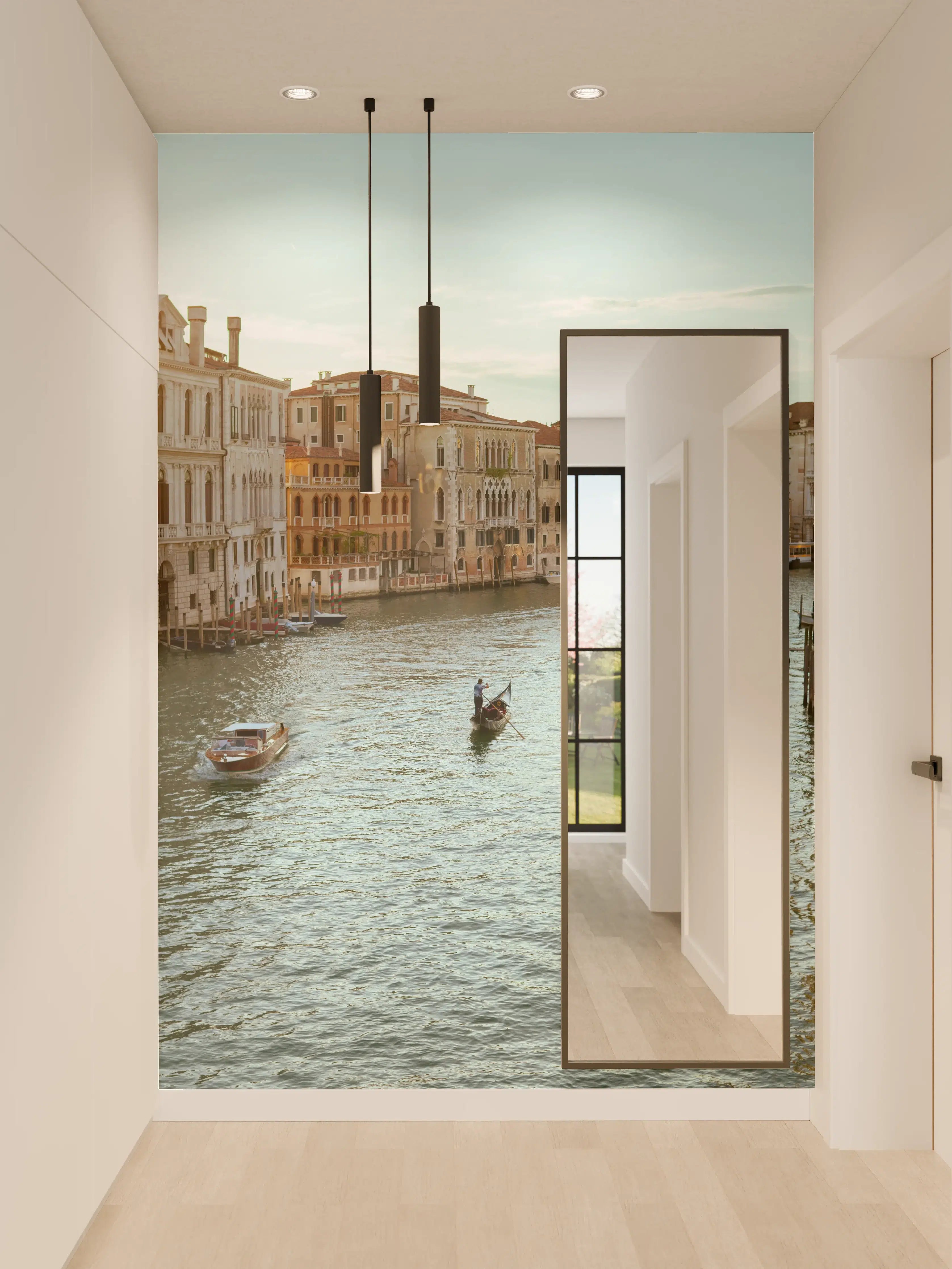 Wandverkleidung Flur - Idyllischer Venezianischer Kanal bei Sonnenuntergang