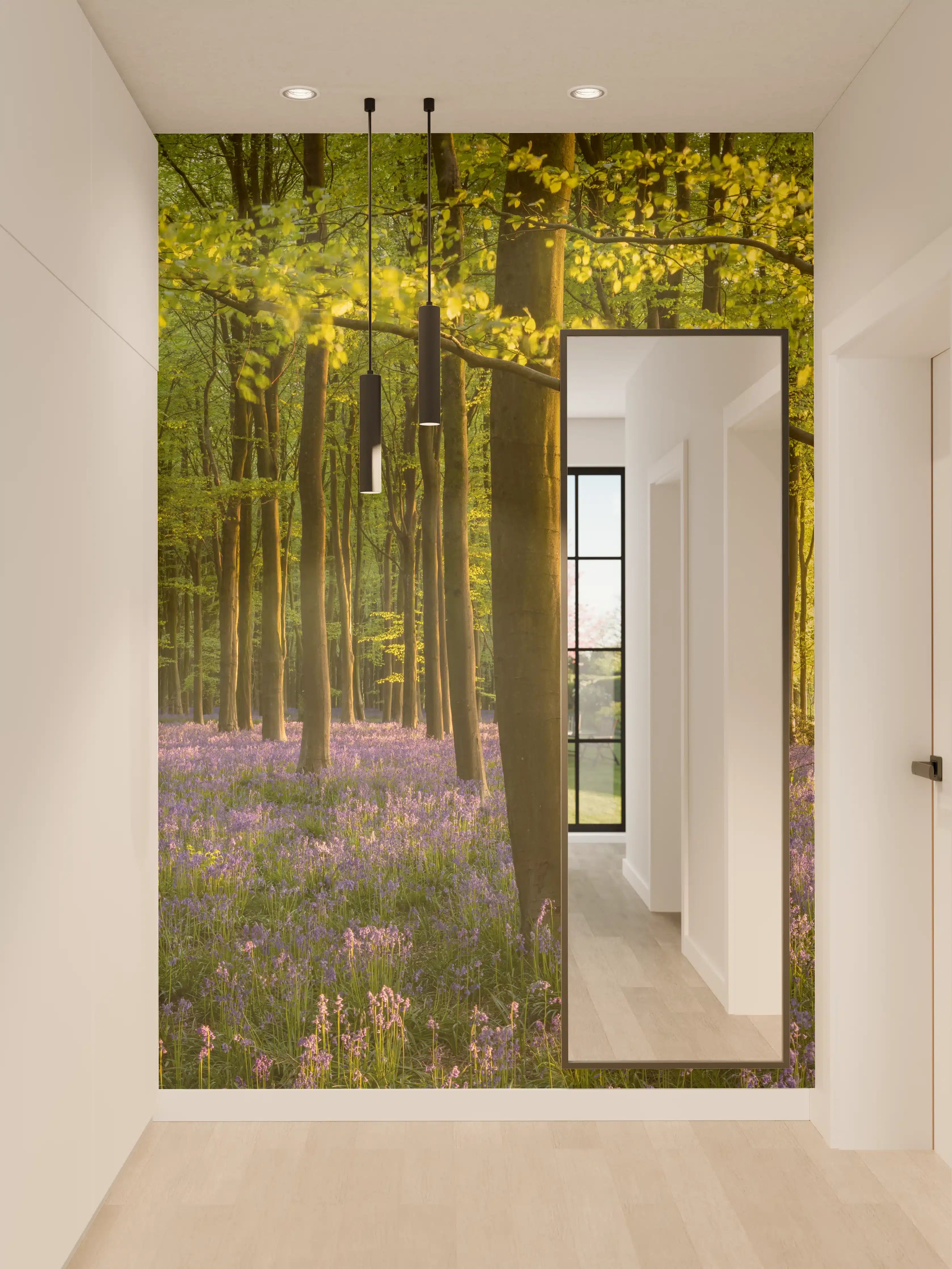 Wandverkleidung Flur - Idyllischer Wald im Frühling