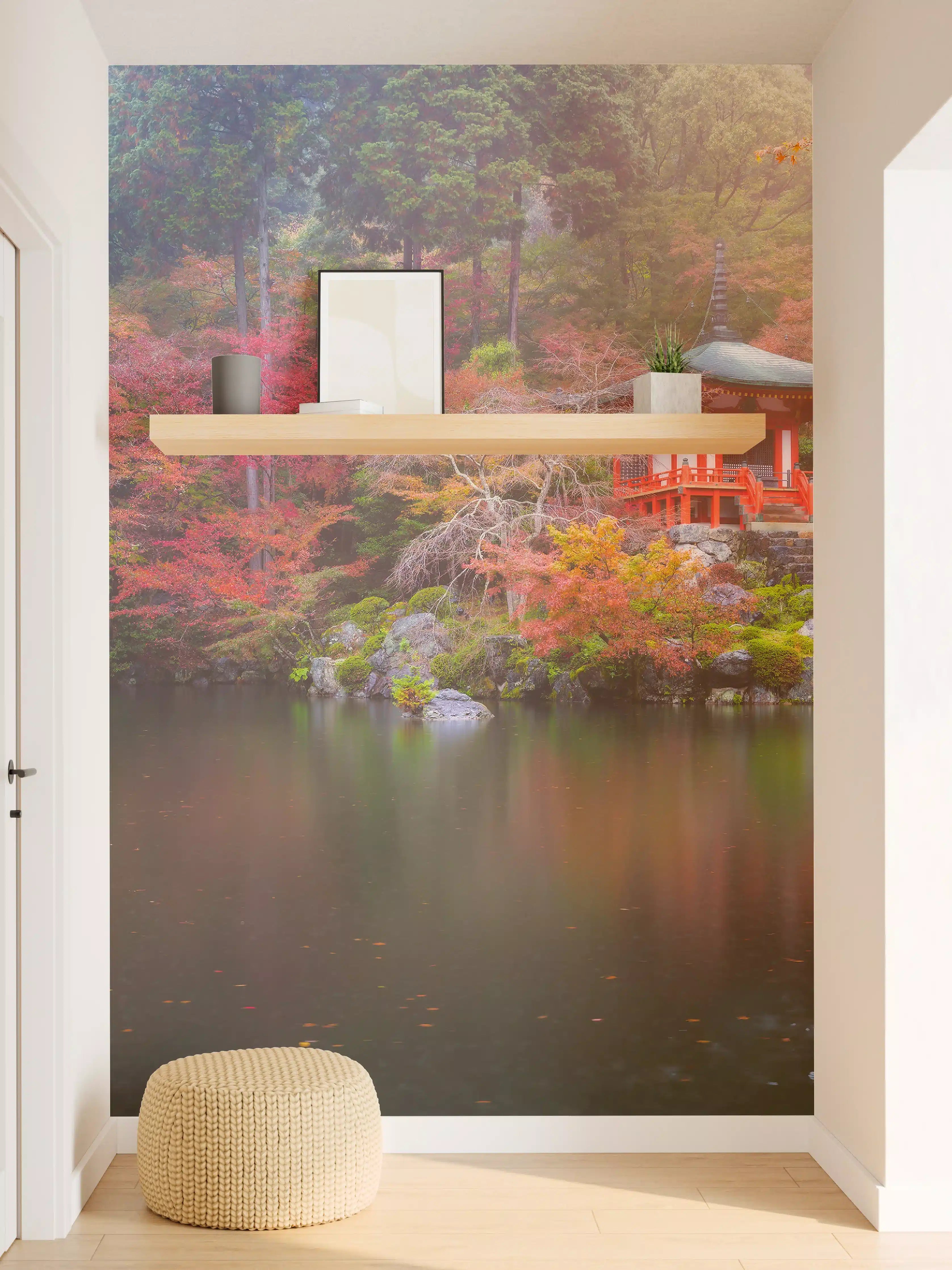Wandverkleidung Flur - Idyllischer japanischer Garten im Herbst