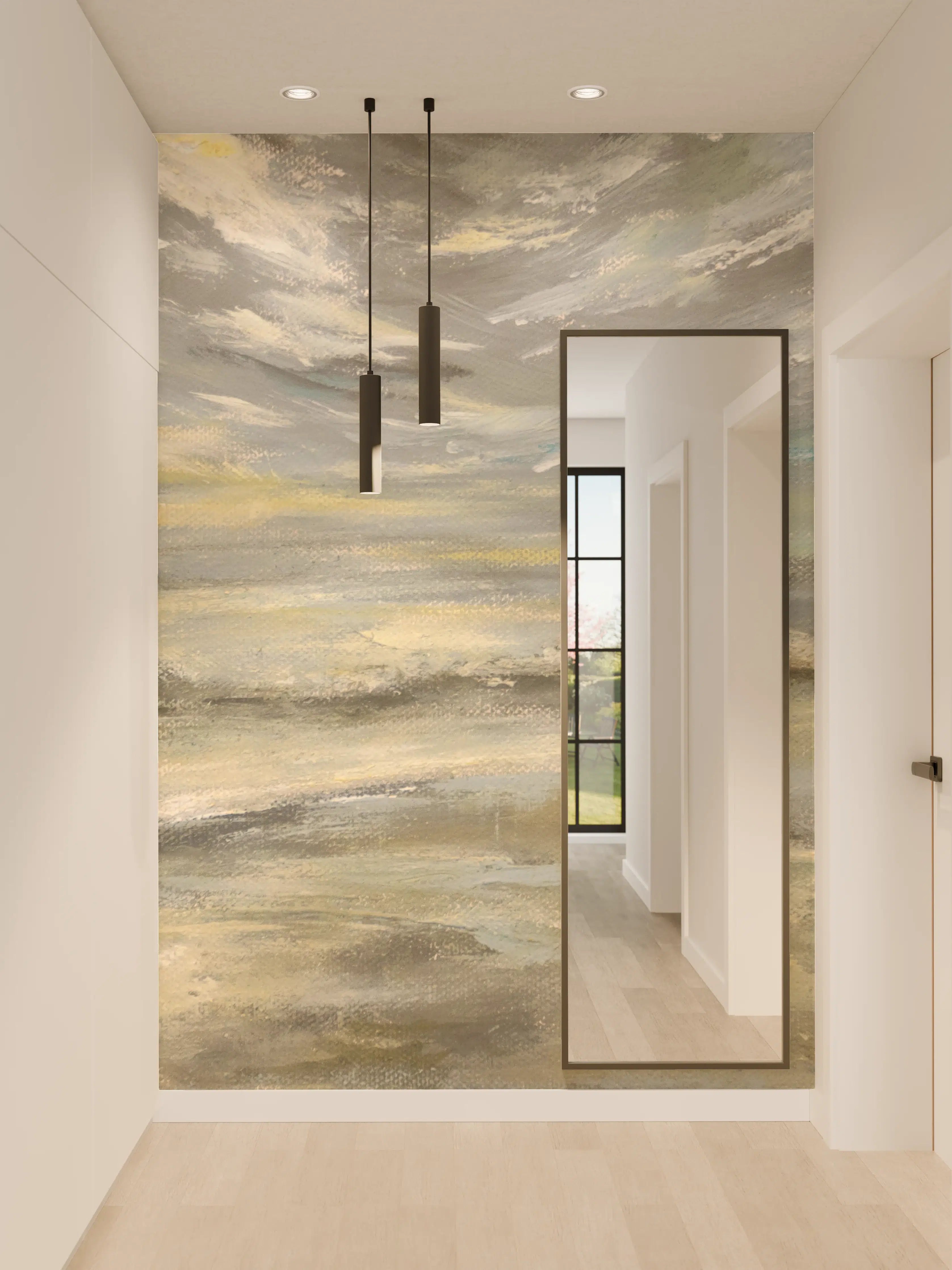 Wandverkleidung Flur - Ikonisches Meerespanorama in pastellfarben