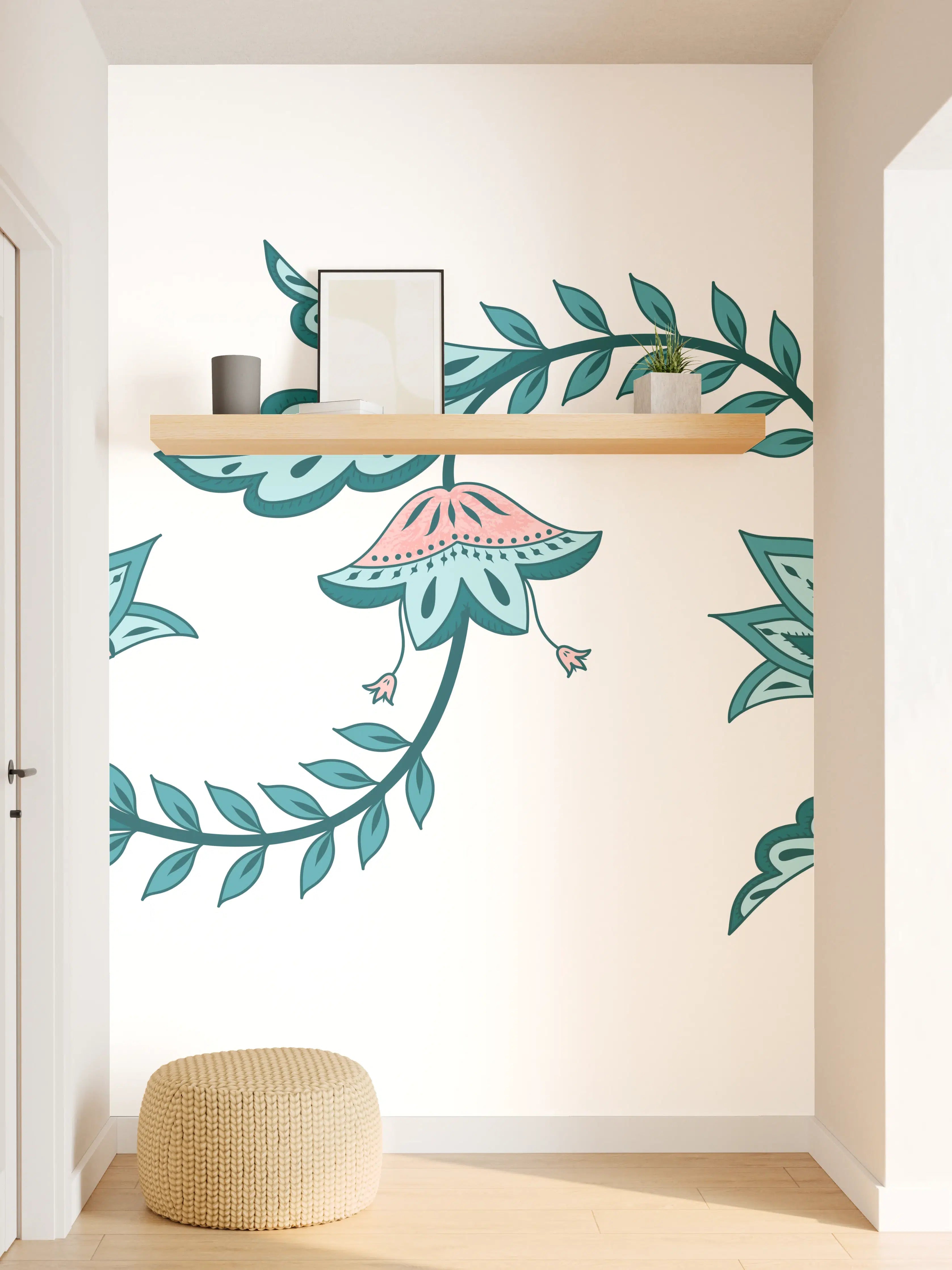 Wandverkleidung Flur - Indisches Paisley Batik Muster