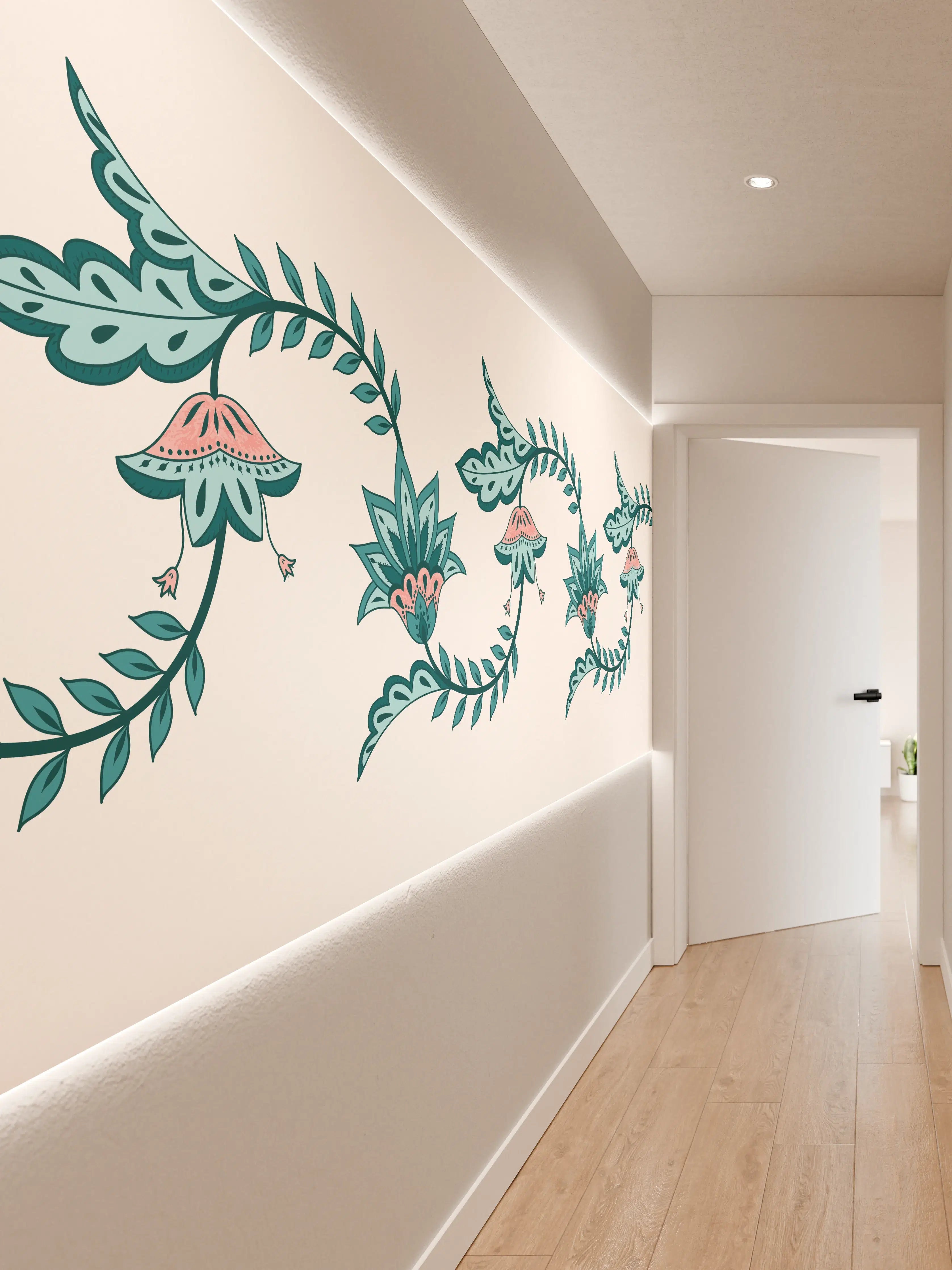 Wandverkleidung Flur - Indisches Paisley Batik Muster