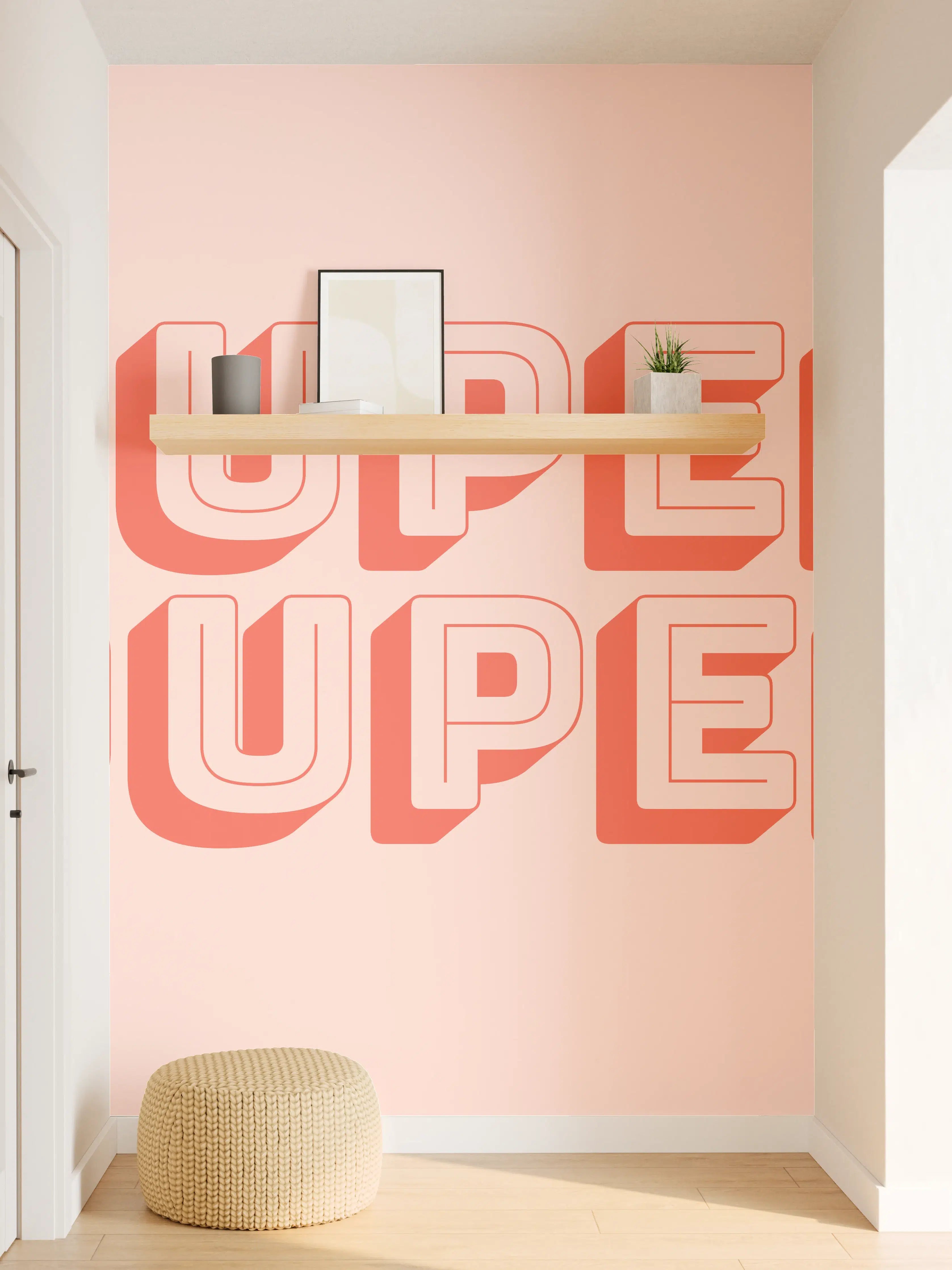 Wandverkleidung Flur - Inspirations-Slogan Pink-Weiß