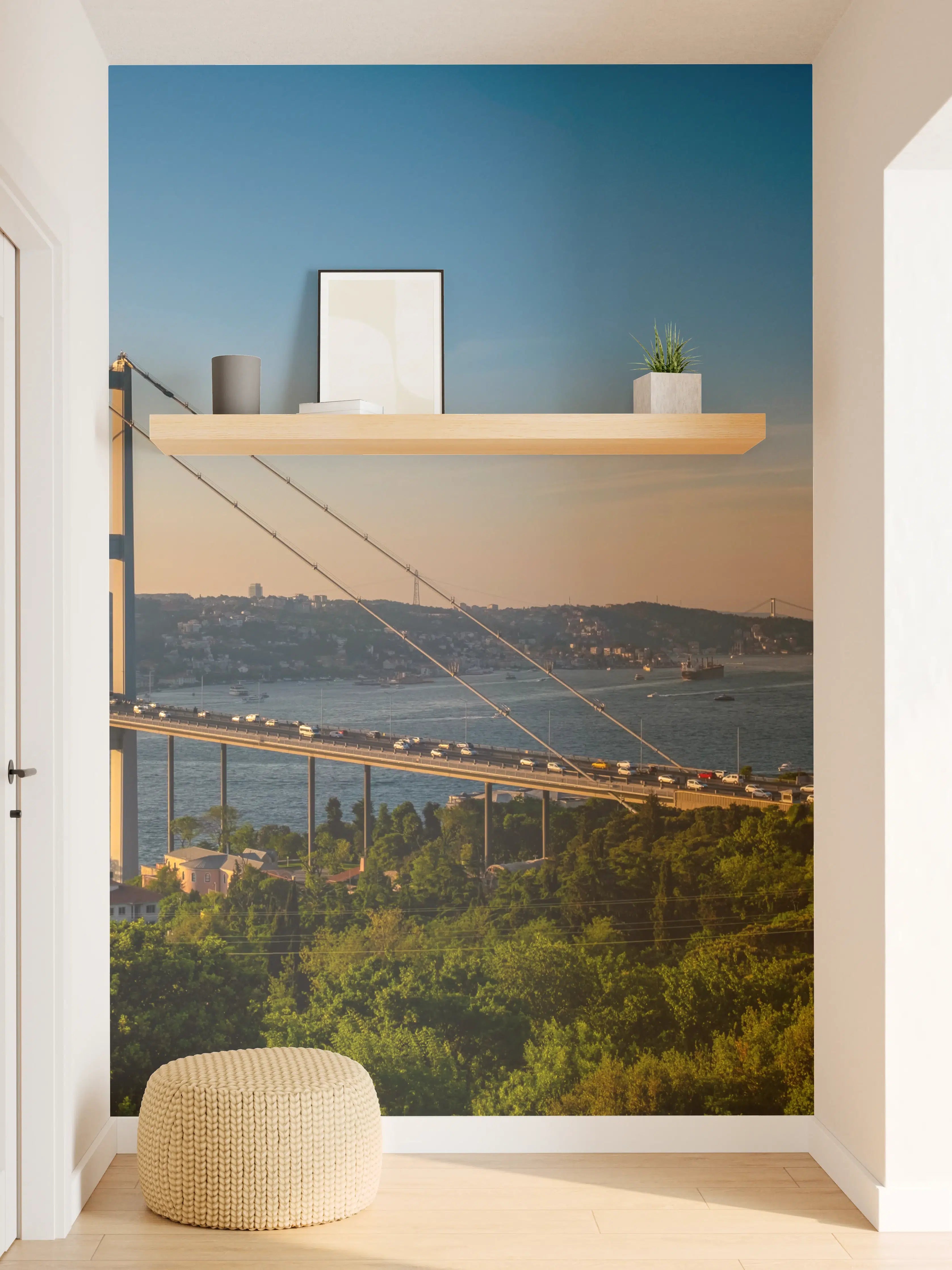 Wandverkleidung Flur - Istanbul Bosporus Skyline Blau-Grün