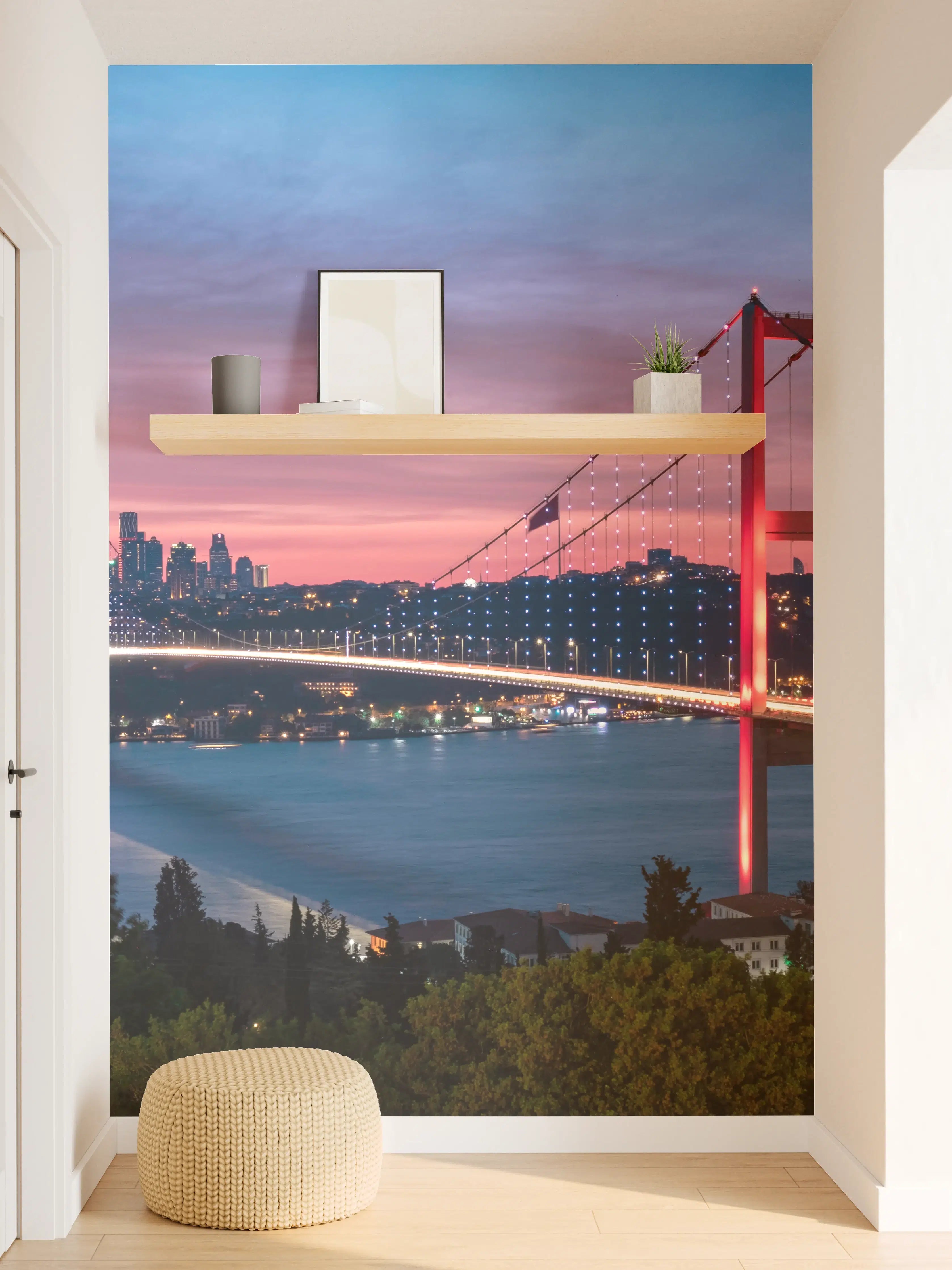Wandverkleidung Flur - Istanbul Bosporusbrücke bei Dämmerung