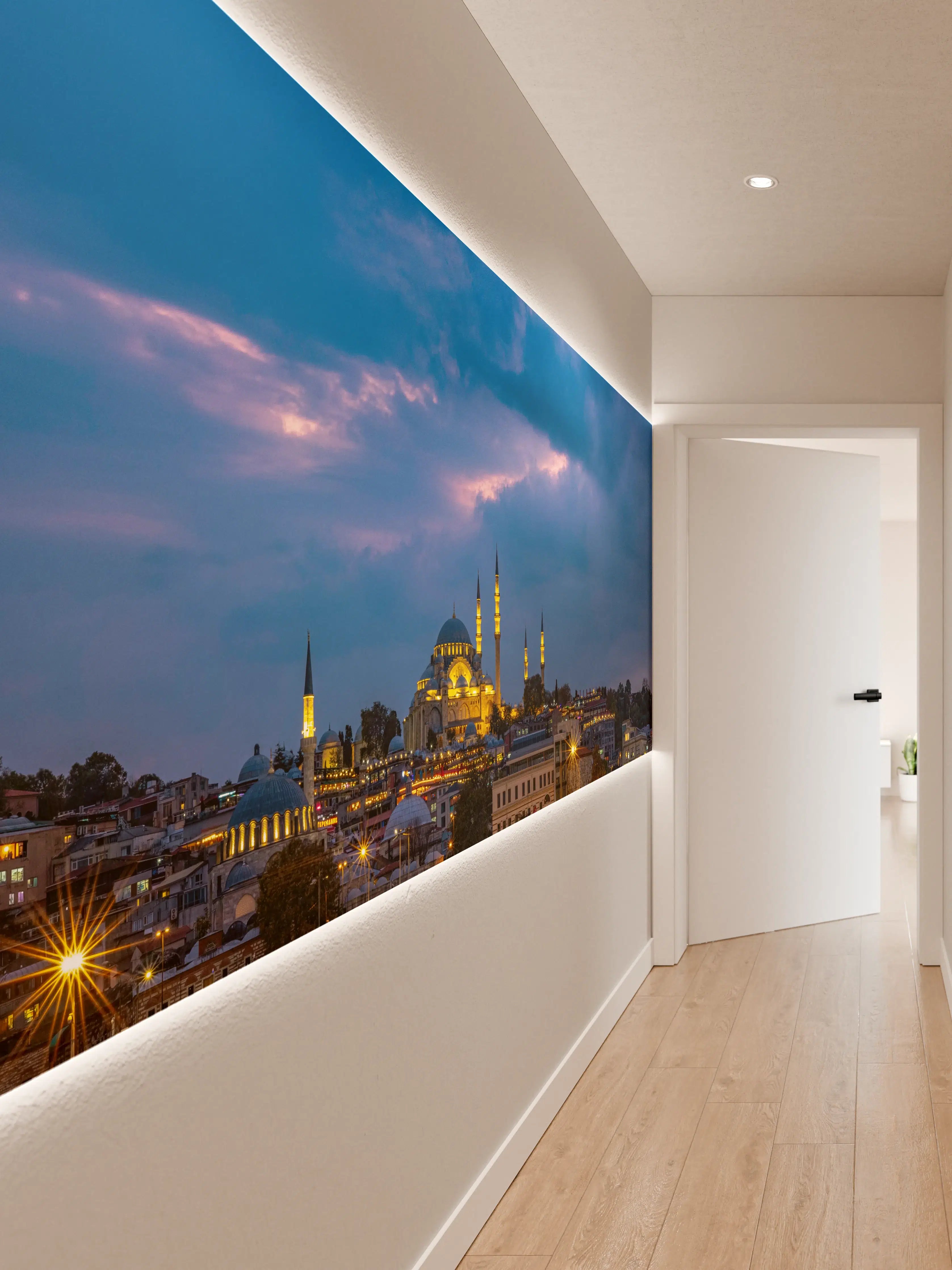 Wandverkleidung Flur - Istanbul Skyline Blau-Gold