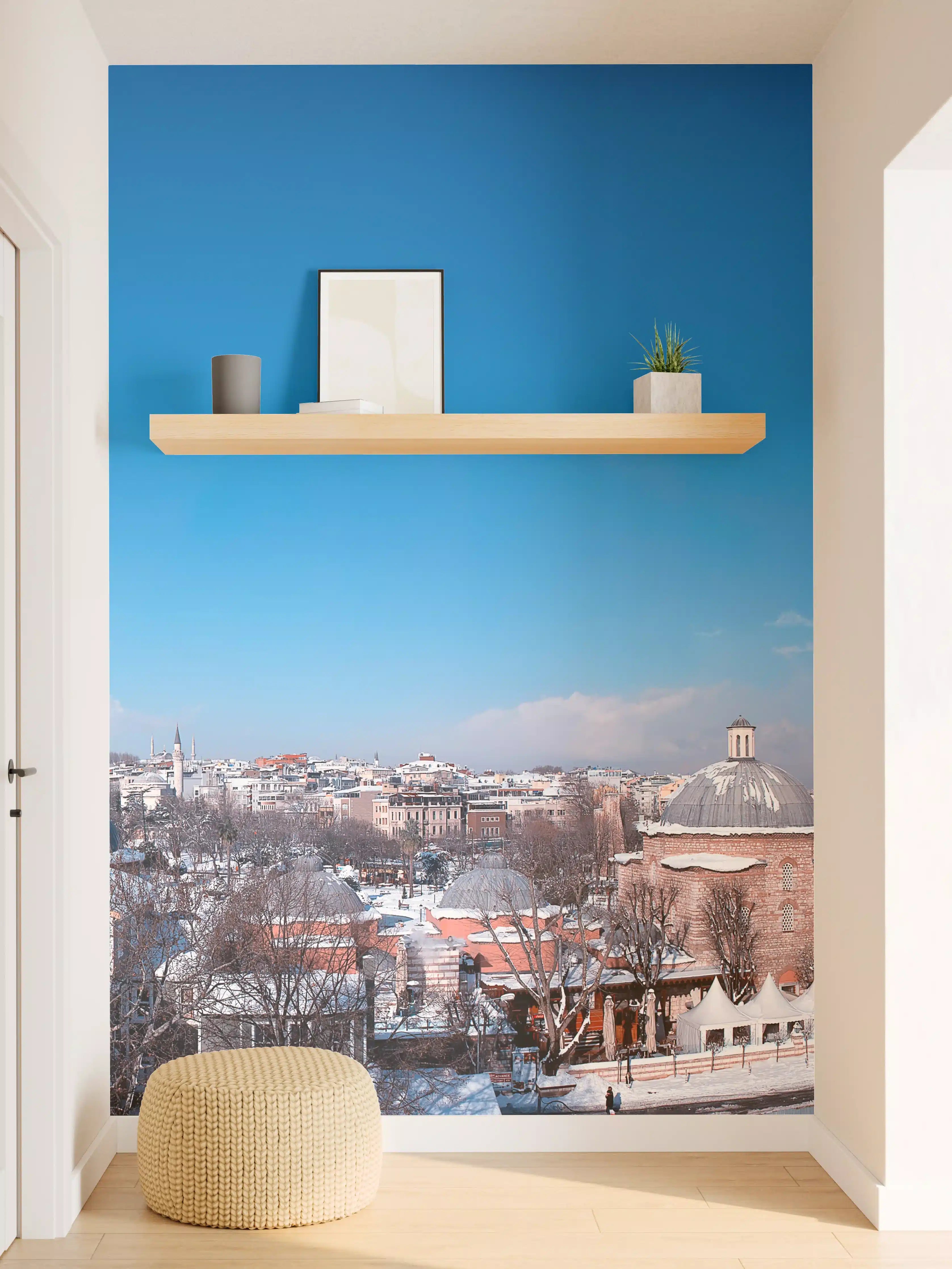 Wandverkleidung Flur - Istanbul Skyline Blau-Weiß