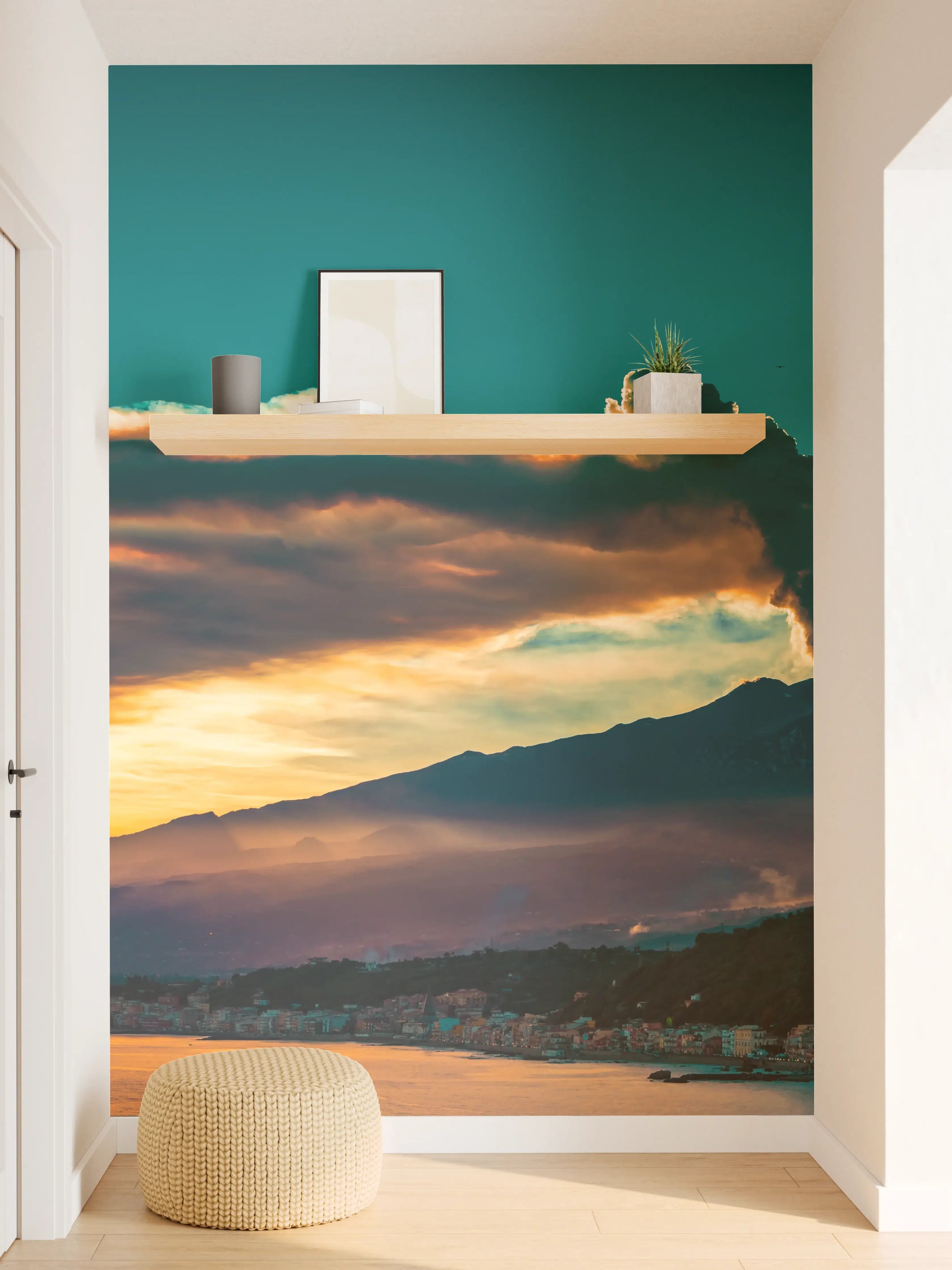 Wandverkleidung Flur - Italienische Küste mit Vulkan