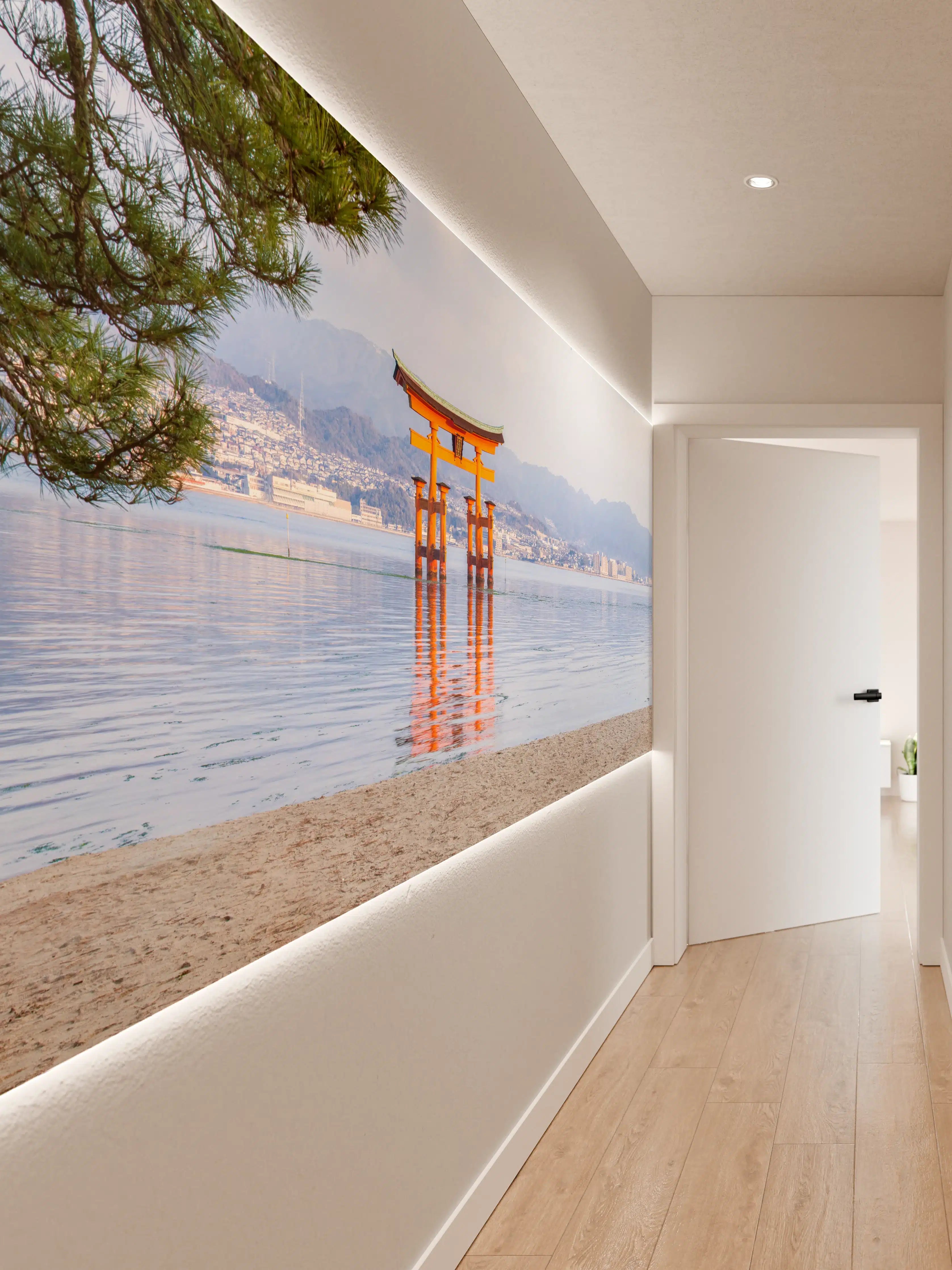 Wandverkleidung Flur - Japanisches Torii am Meer