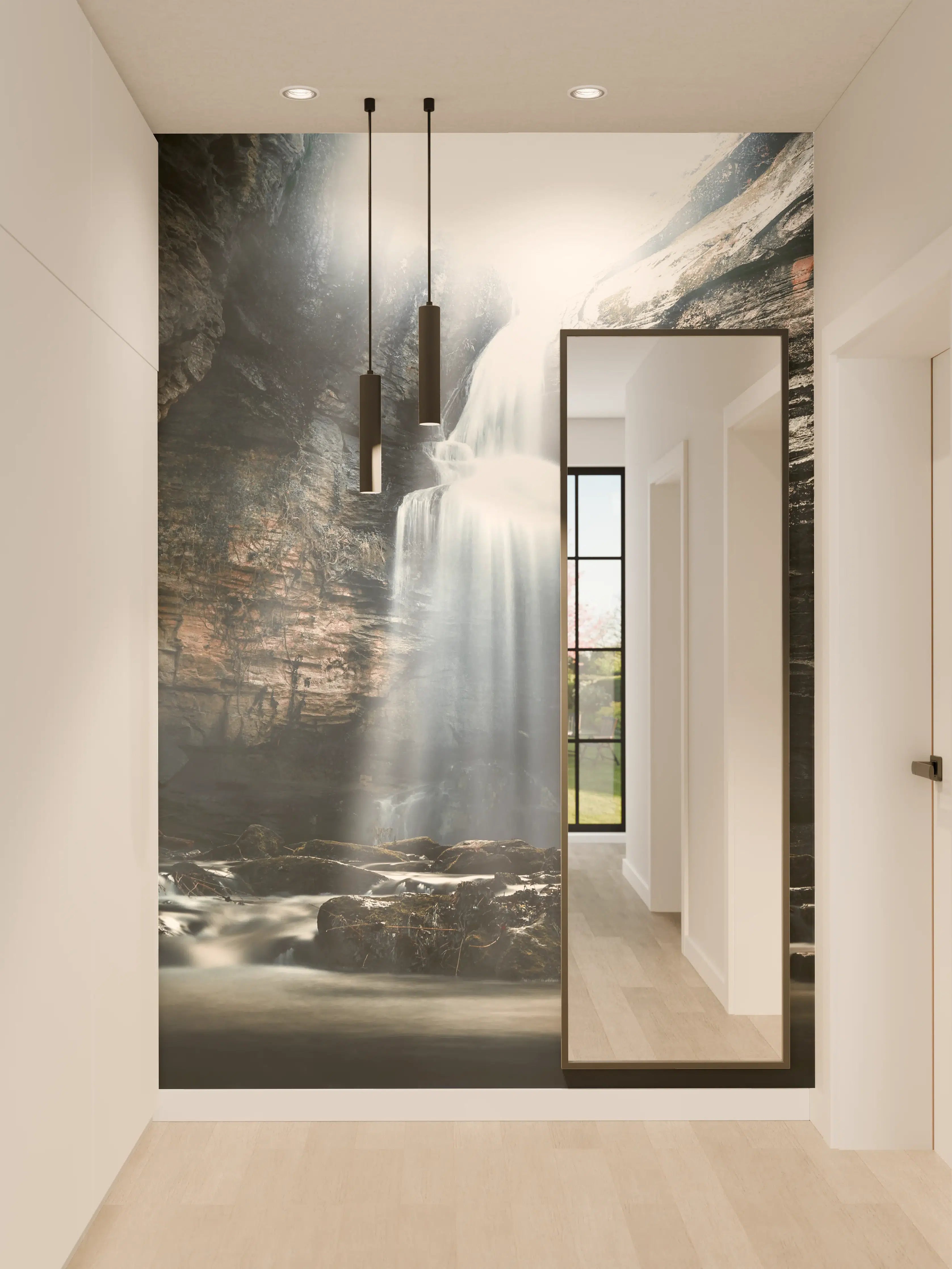 Wandverkleidung Flur - Karstwasserfall in einer Schlucht