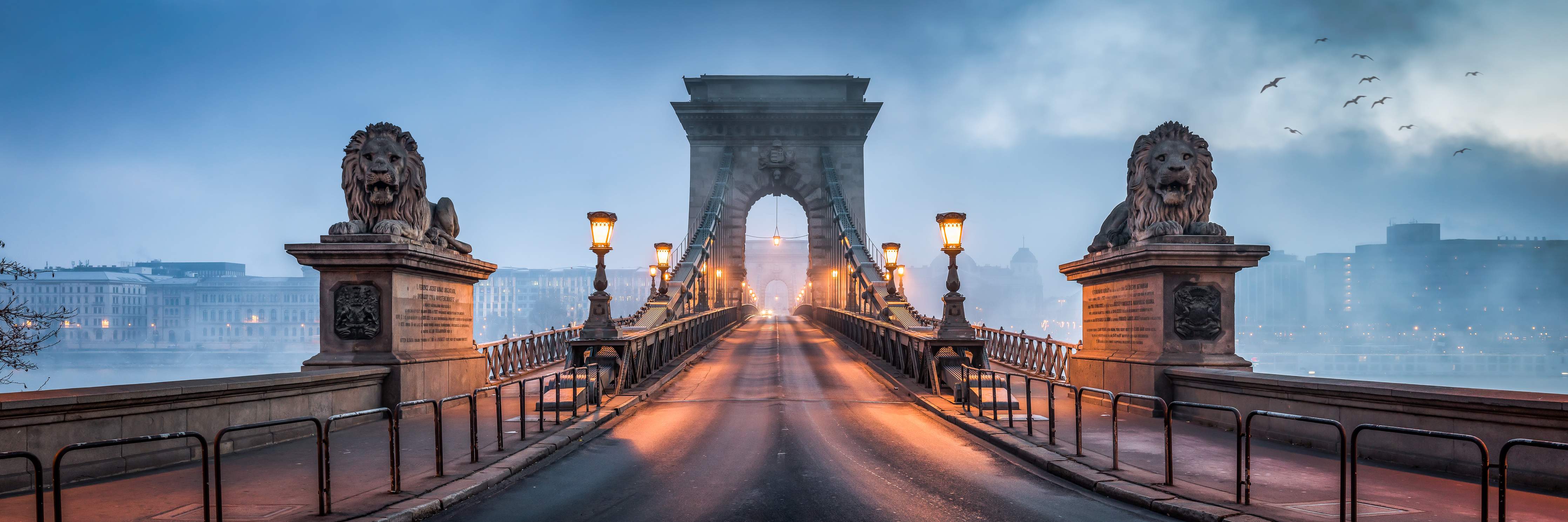 Wandverkleidung Flur-Kettenbrücke Panorama in Budapest
