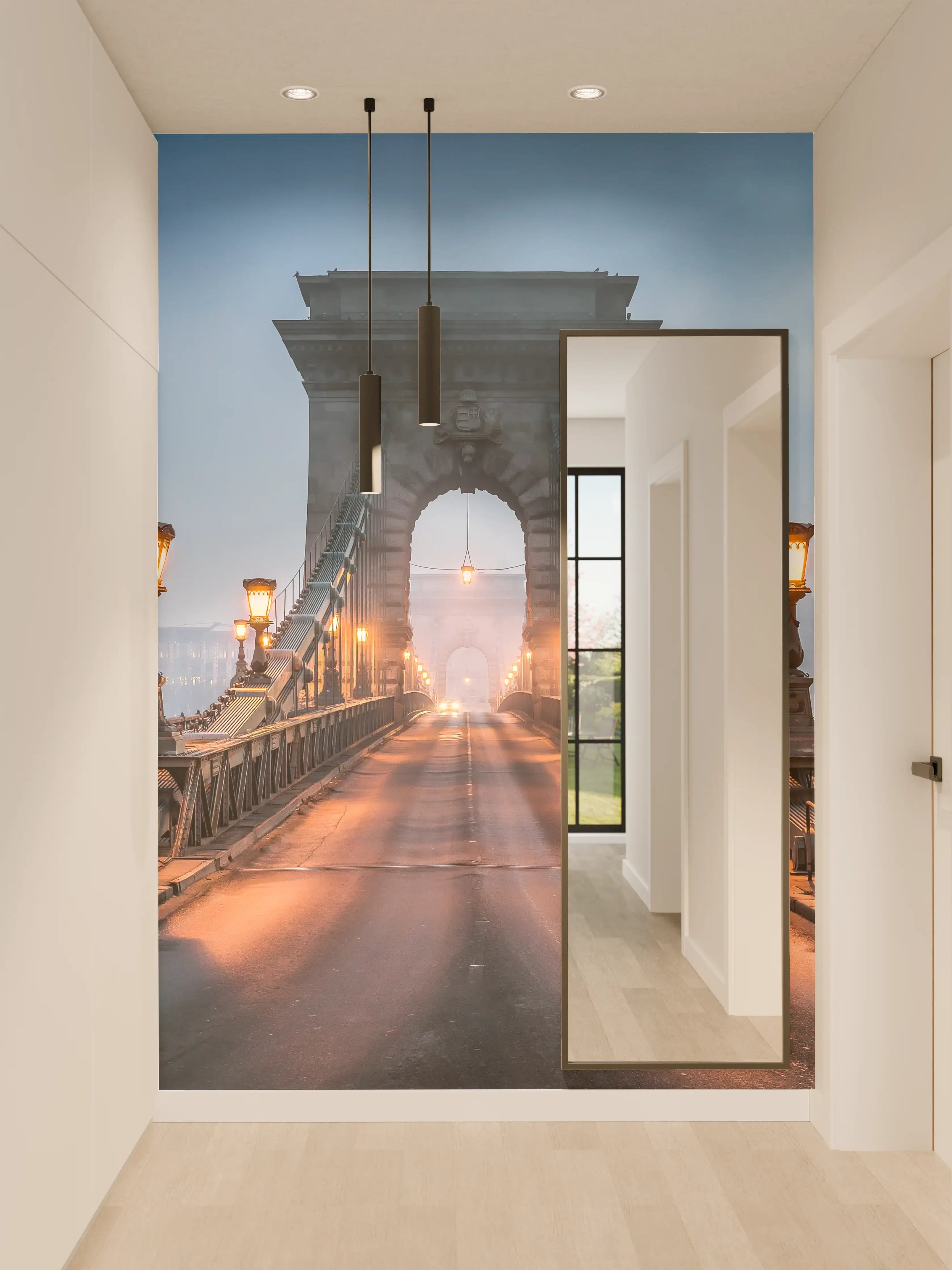 Wandverkleidung Flur - Kettenbrücke Panorama in Budapest