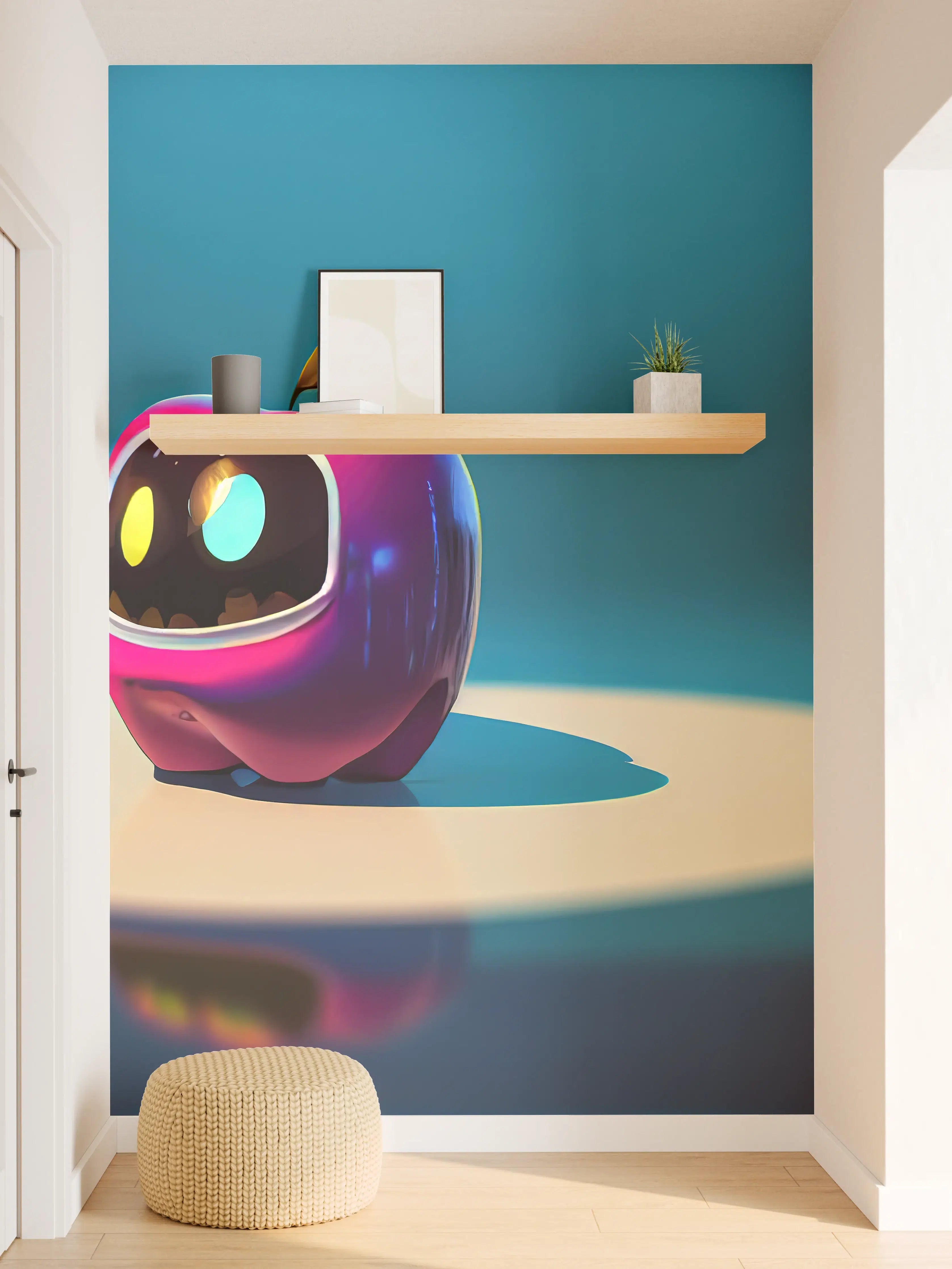 Wandverkleidung Flur - Kindermotiv - 3D Apfelroboter