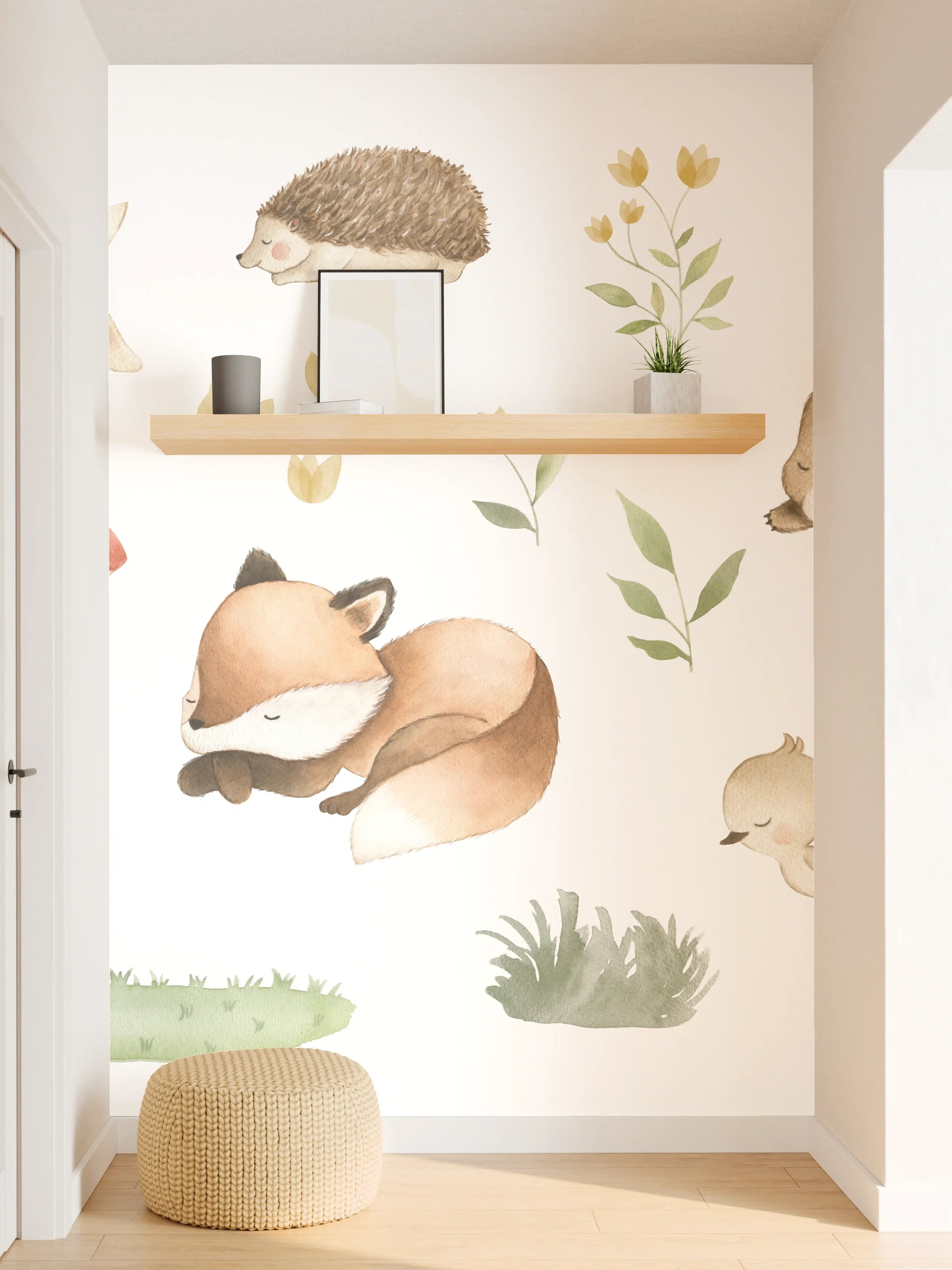 Wandverkleidung Flur - Kindermotiv - Schlafende Tierchen