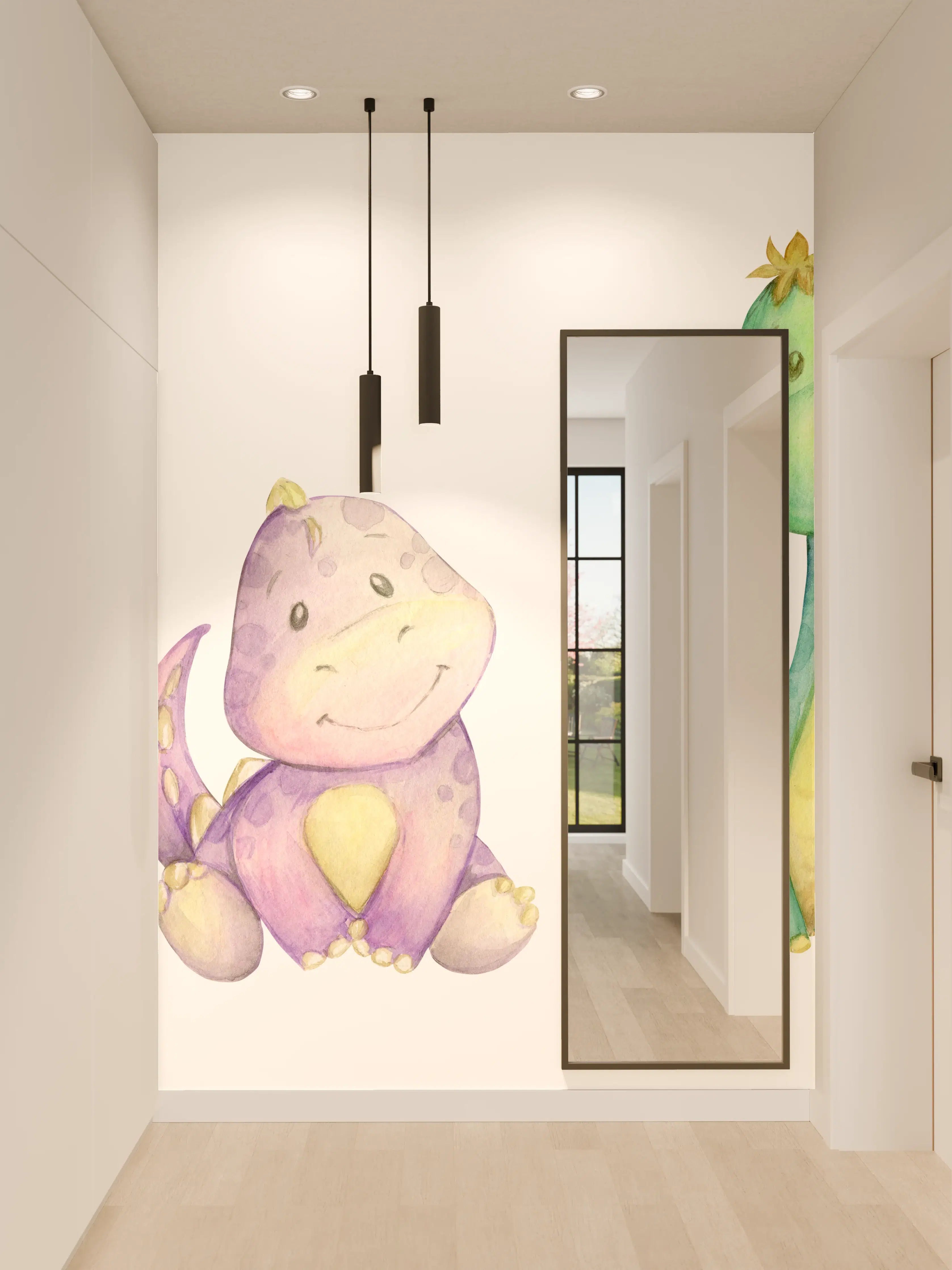 Wandverkleidung Flur - Kindliche Dinosaurier