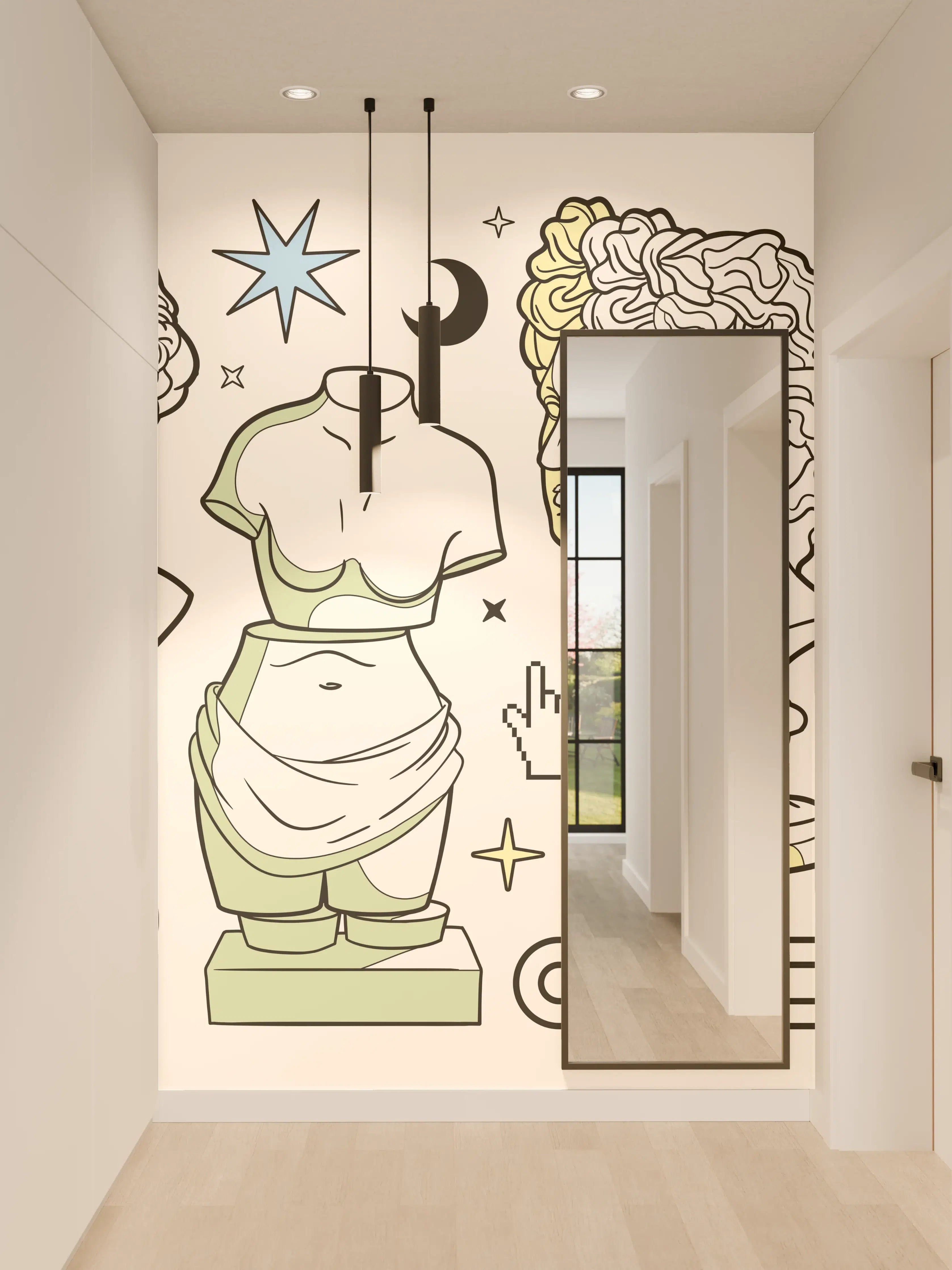 Wandverkleidung Flur - Klassik-Inspirierte Illustrationsreihe