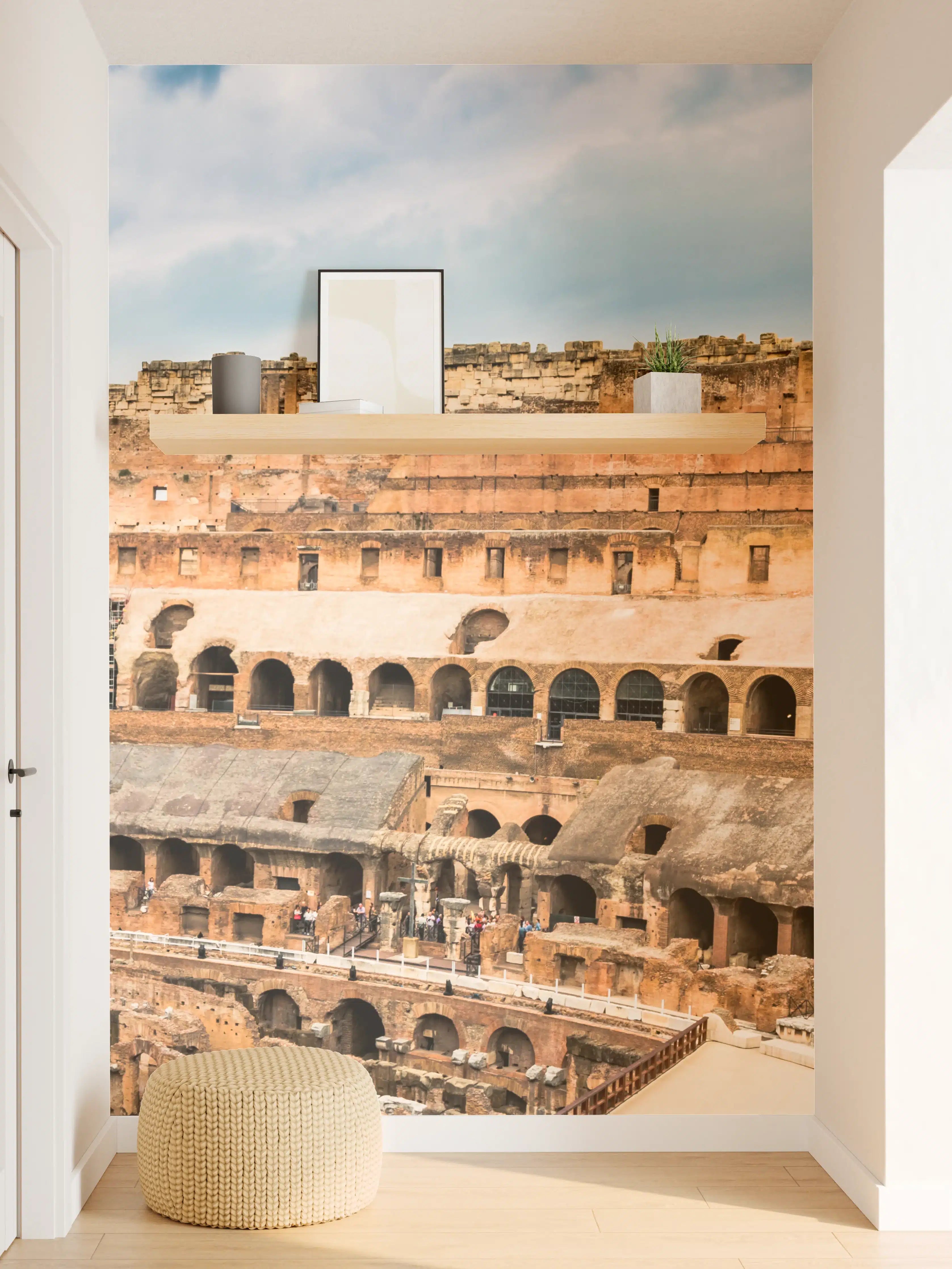 Wandverkleidung Flur - Kolosseum Panorama in Beige