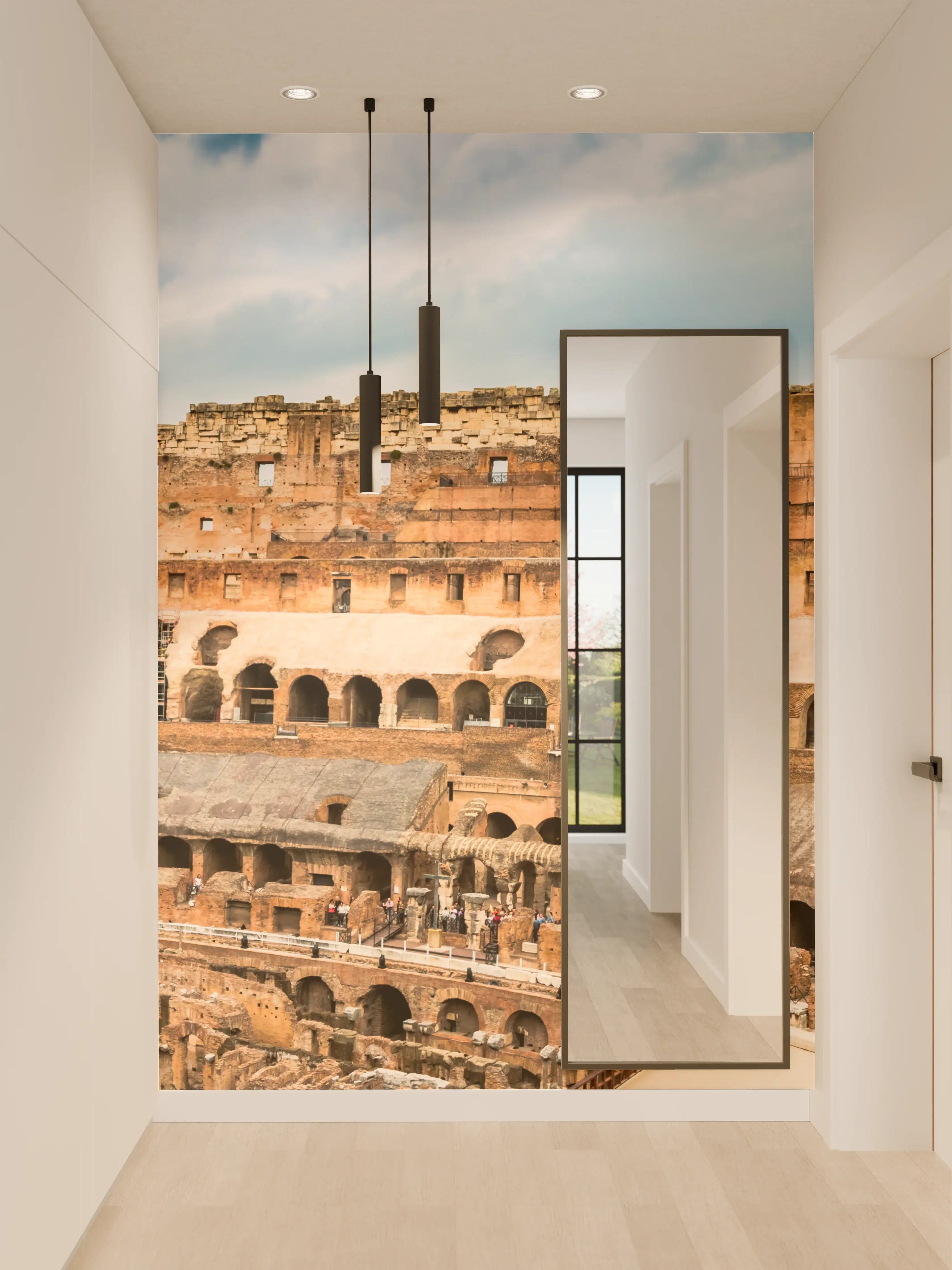 Wandverkleidung Flur - Kolosseum Panorama in Beige