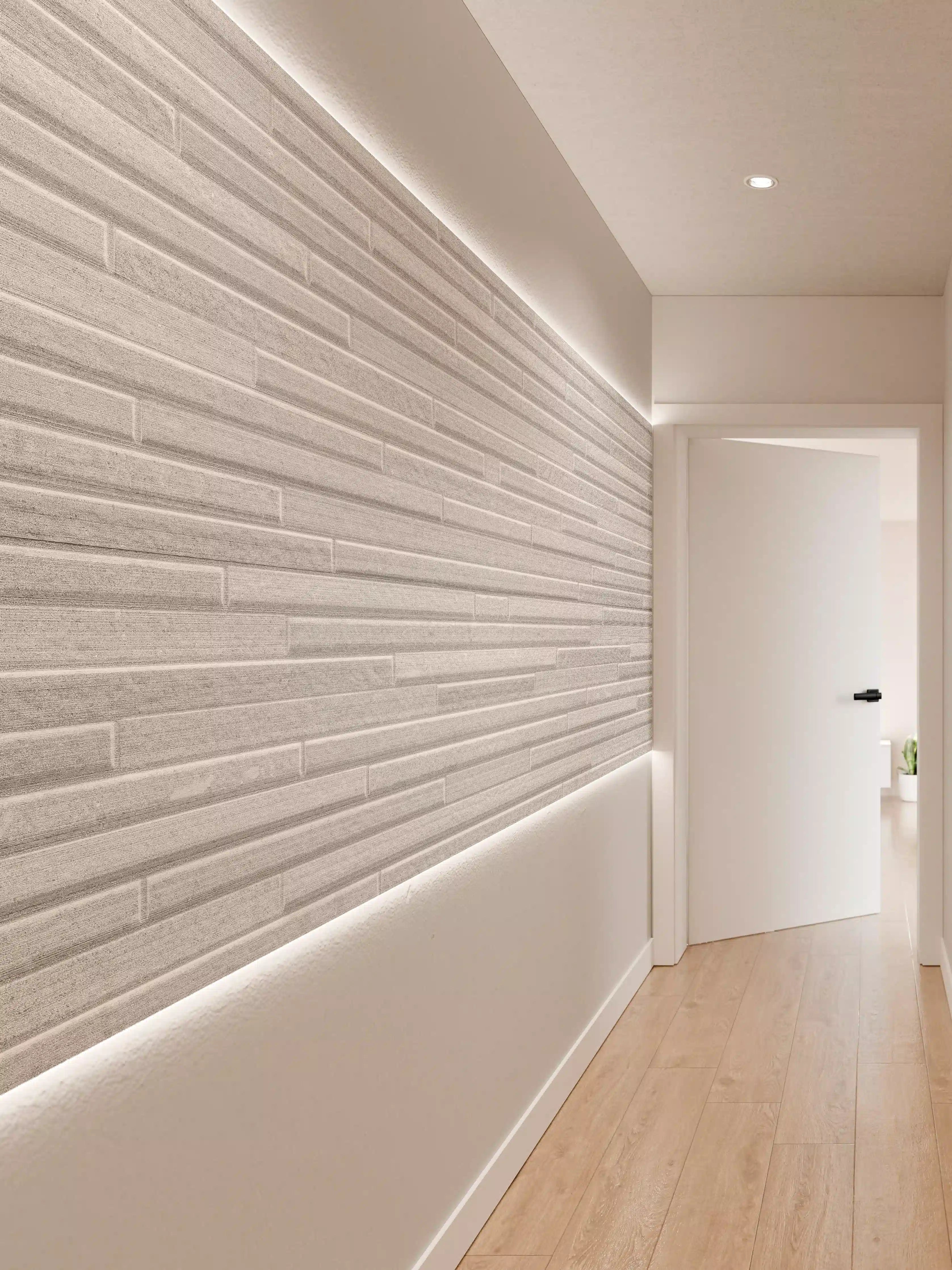 Wandverkleidung Flur - Konstruktion der modernen weißen Steinwand