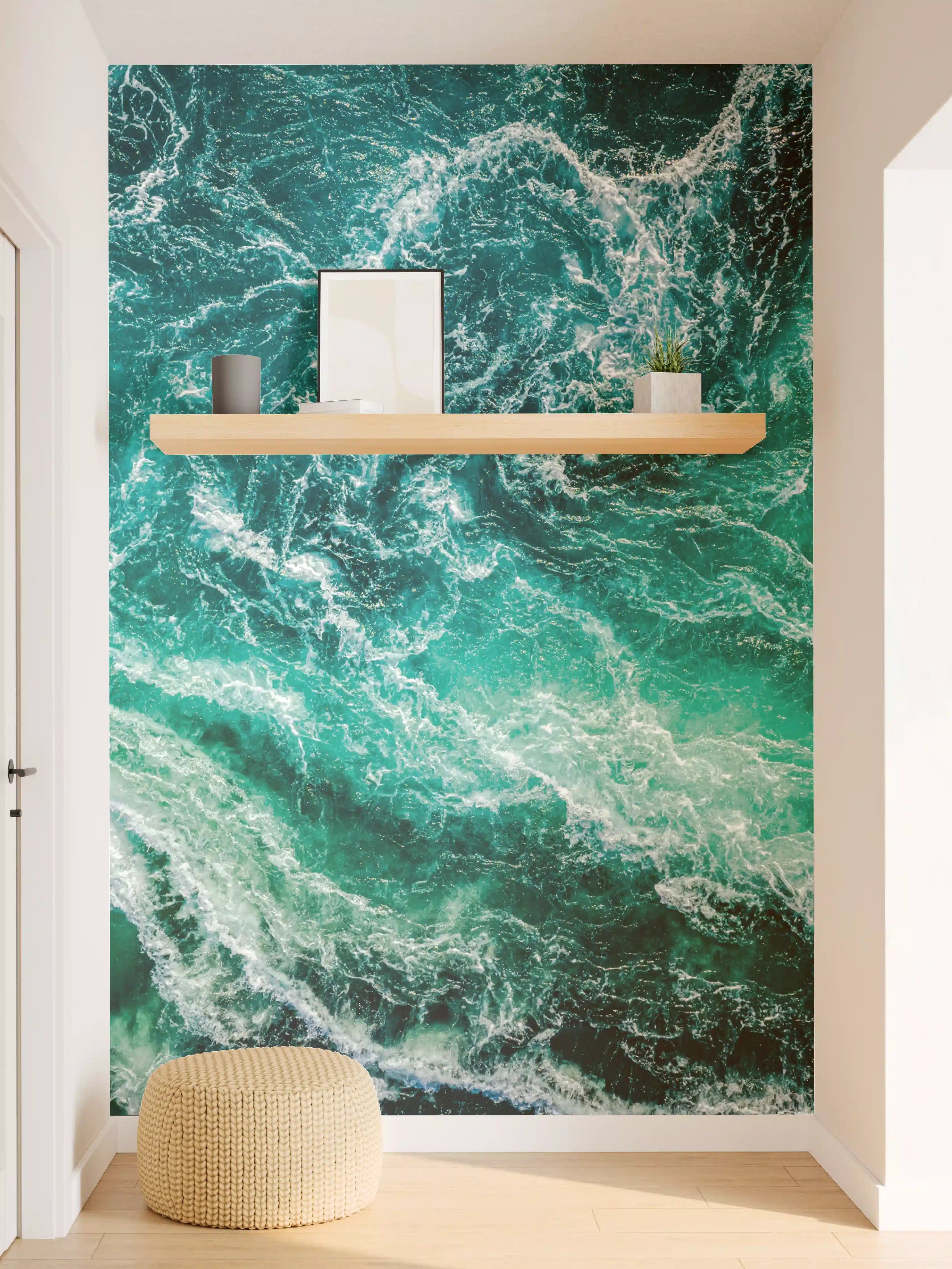 Wandverkleidung Flur - Kraftvolle Meereswellen in Bewegung