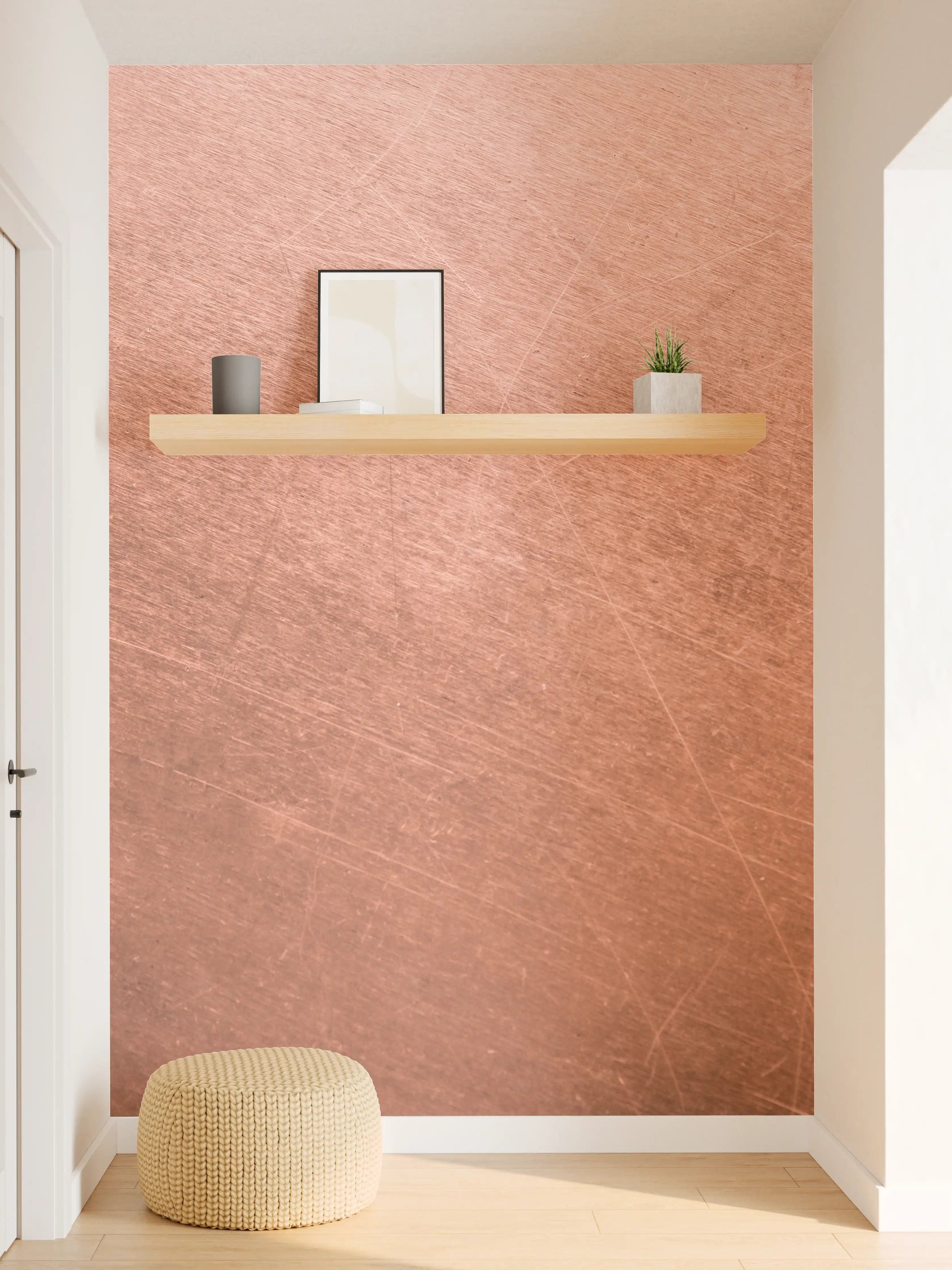 Wandverkleidung Flur - Kupfer Oberfläche mit feinen Kratzern