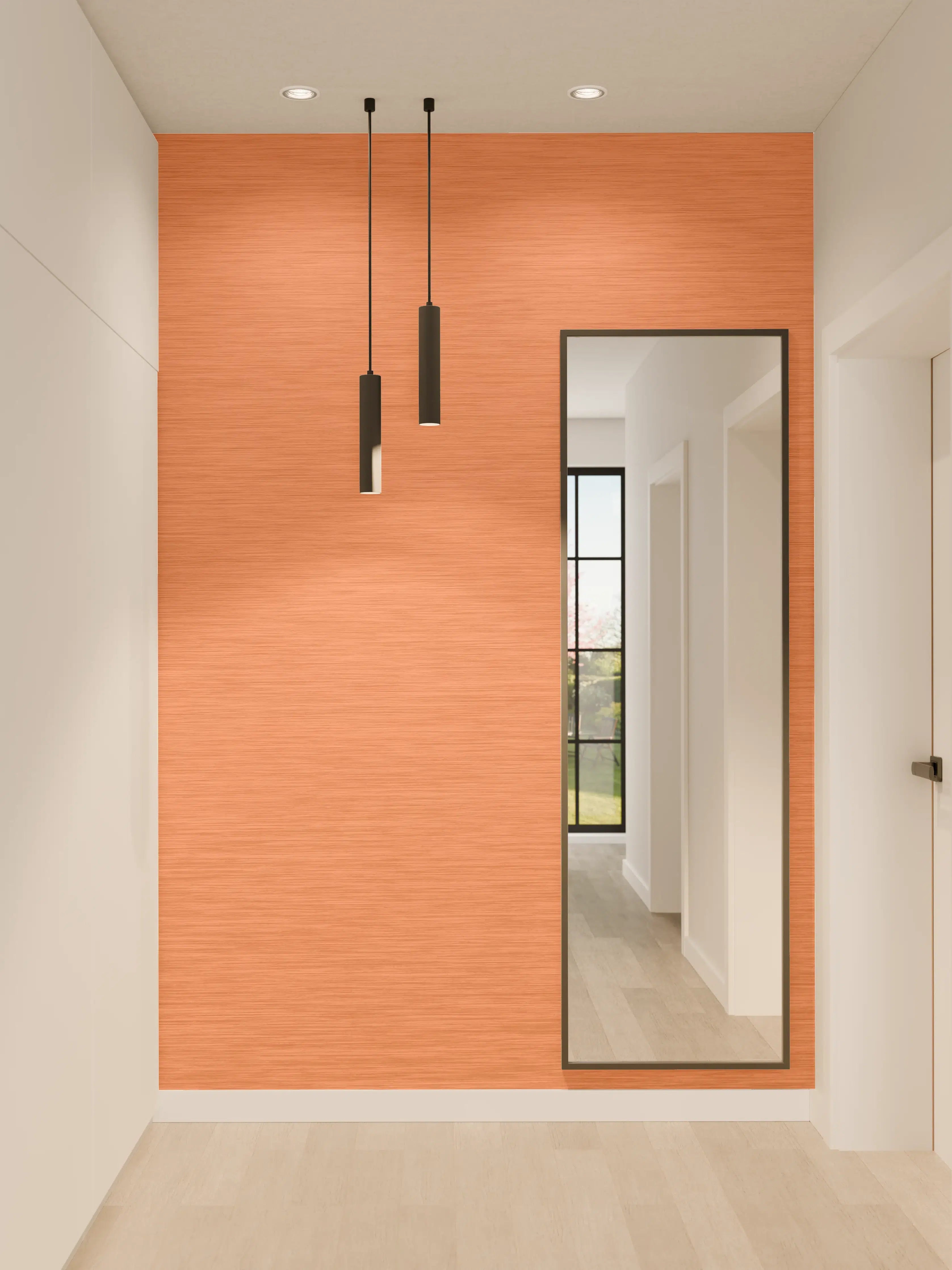 Wandverkleidung Flur - Kupferfarbener Metall-Design-Hintergrund