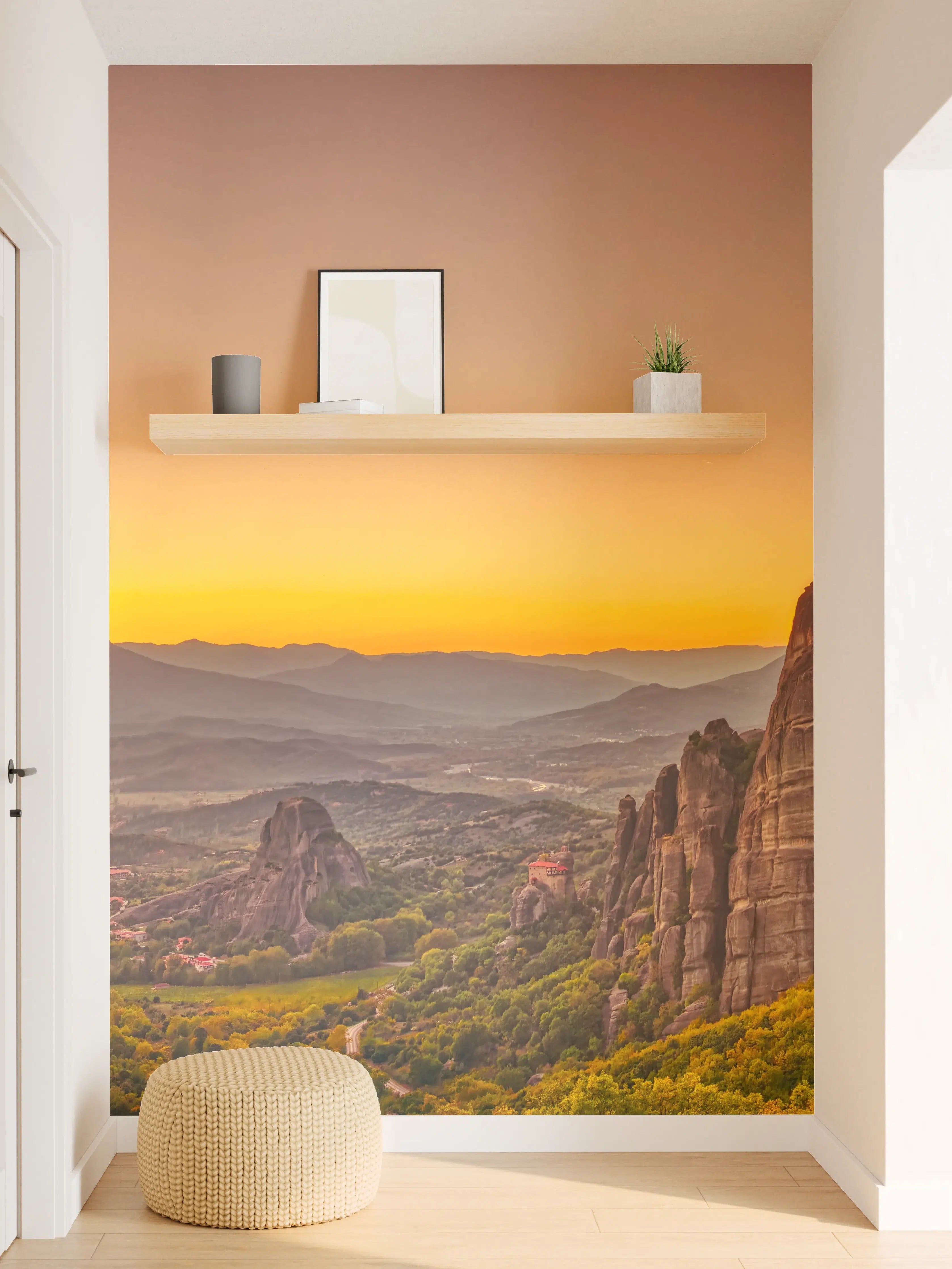 Wandverkleidung Flur - Landschaft mit Klöstern und Felsformationen