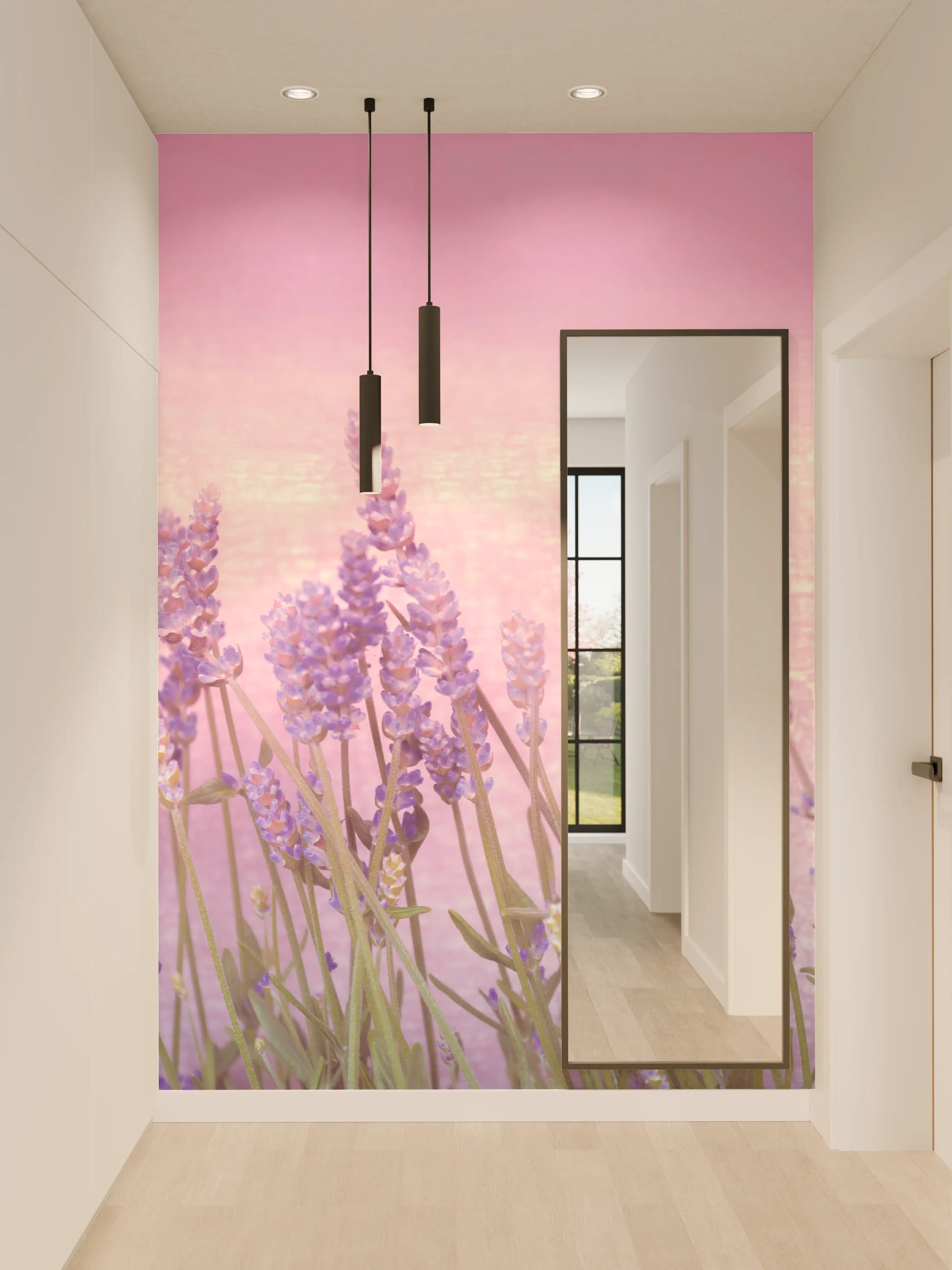 Wandverkleidung Flur - Lavendelwiese Rosa-Lila