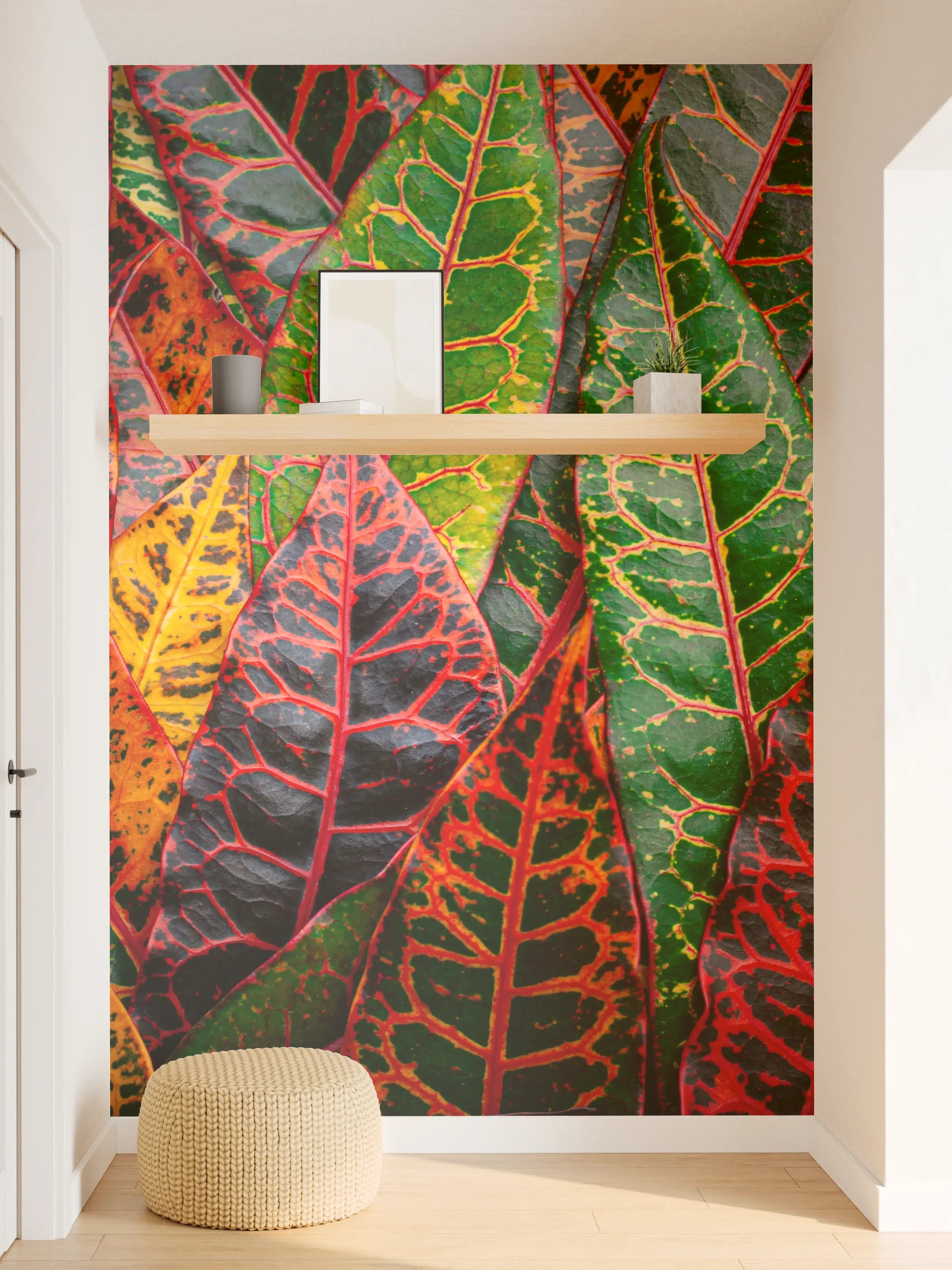 Wandverkleidung Flur - Lebendige Croton-Pflanzen in satten Farben