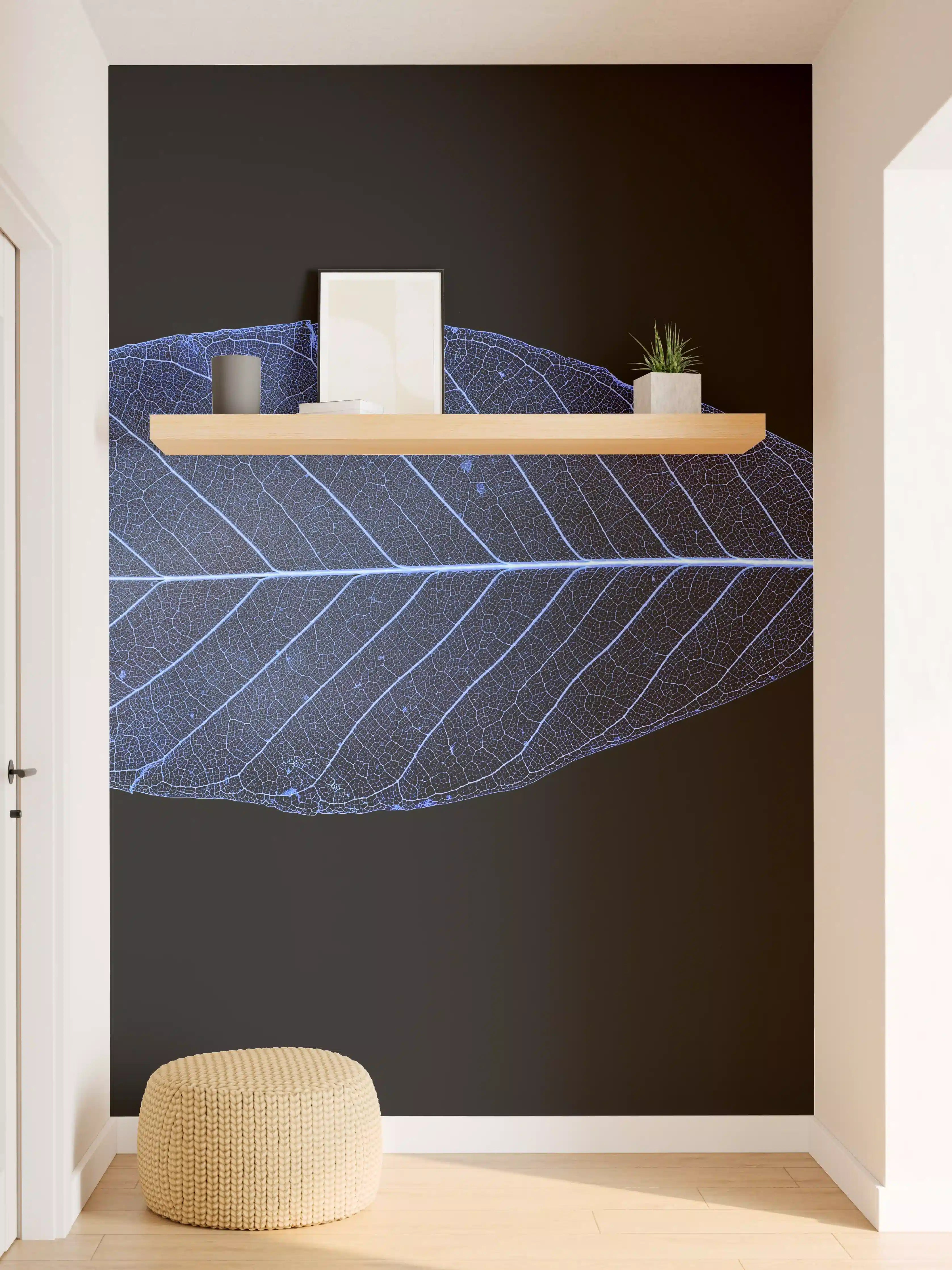 Wandverkleidung Flur - Leere Blatt-Detailaufnahme mit bläulicher Struktur