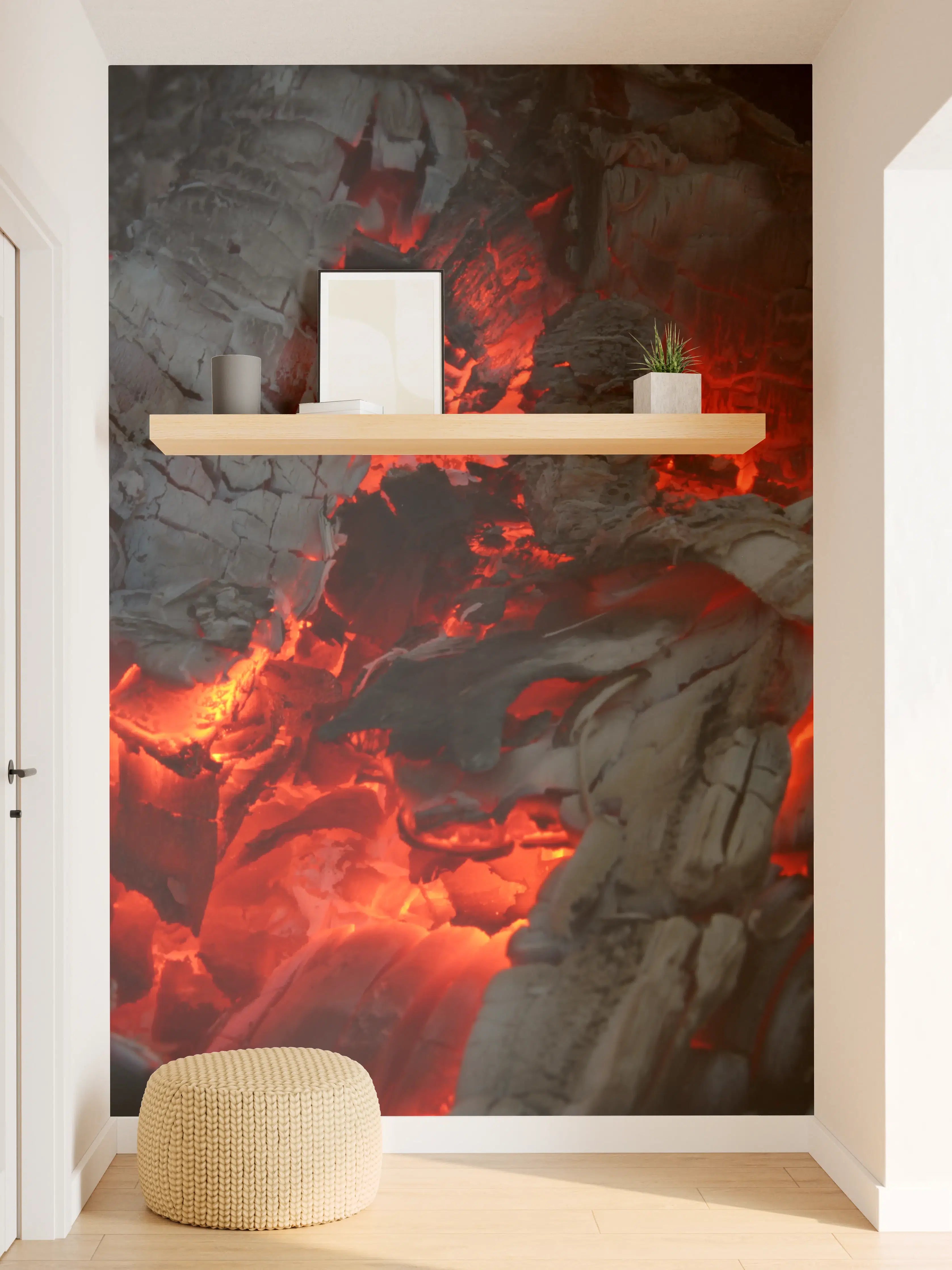Wandverkleidung Flur - Leuchtende Glut und Asche