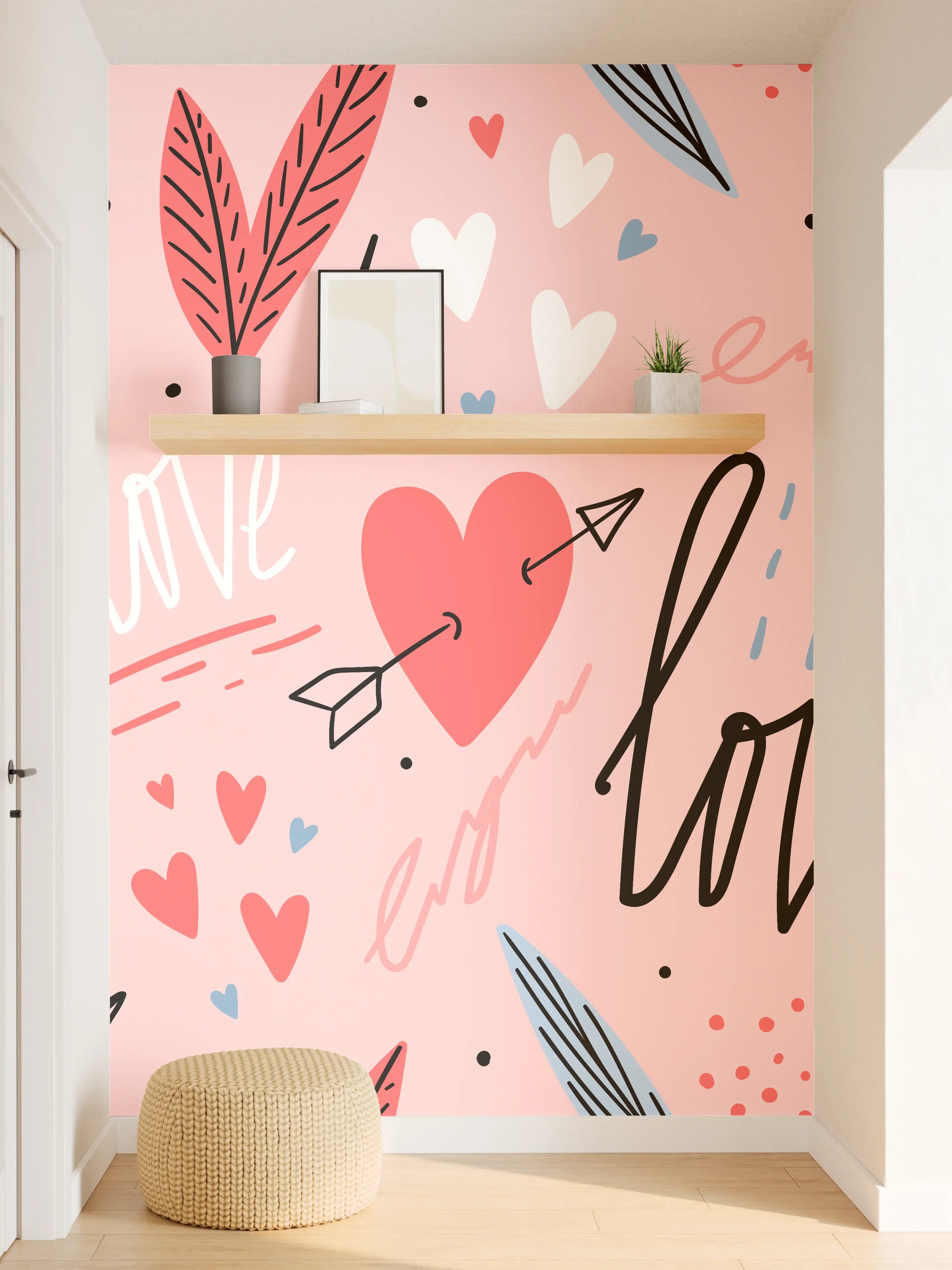 Wandverkleidung Flur - Liebevolle Herz- und Blumenmotive