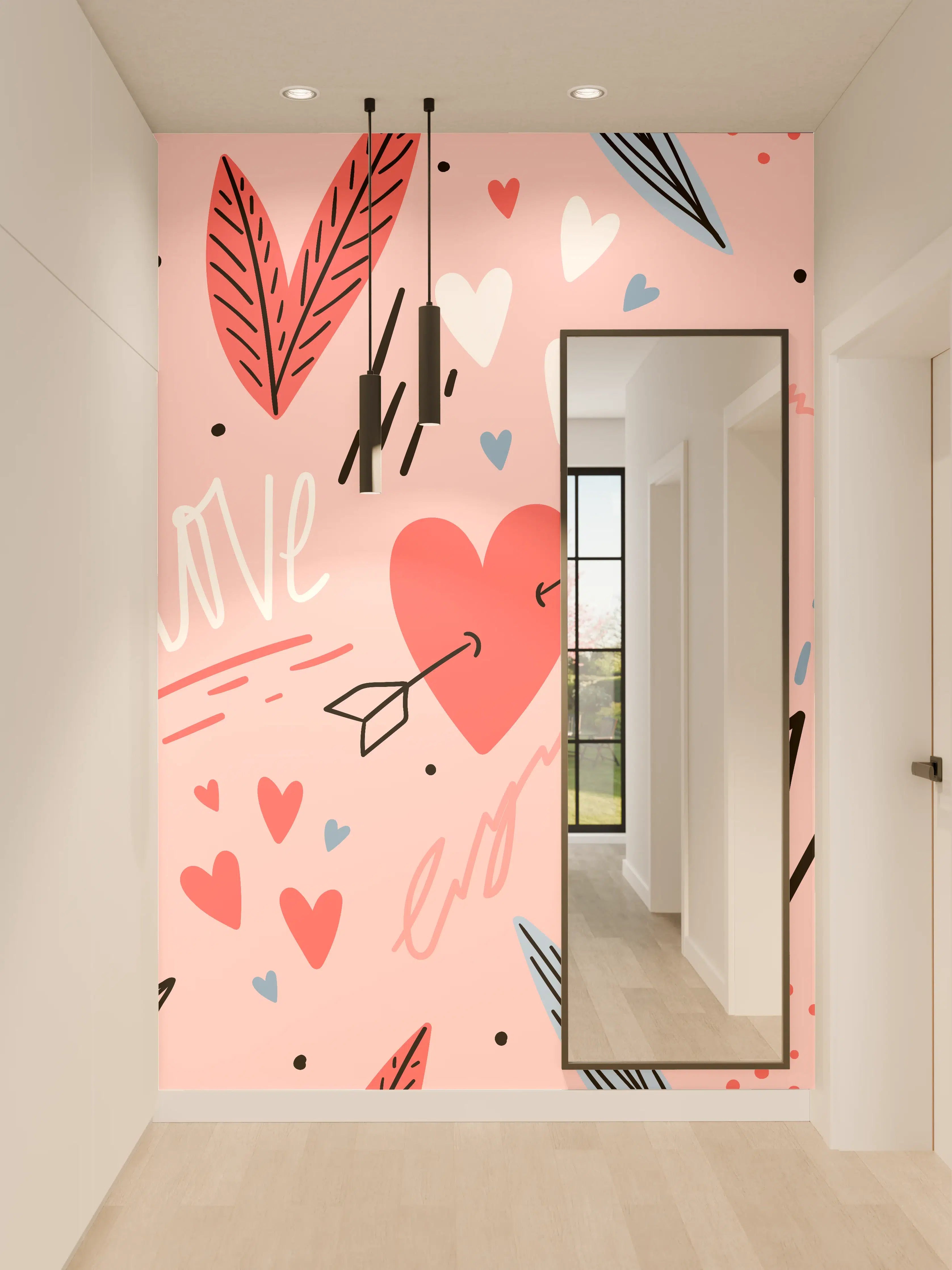 Wandverkleidung Flur - Liebevolle Herz- und Blumenmotive