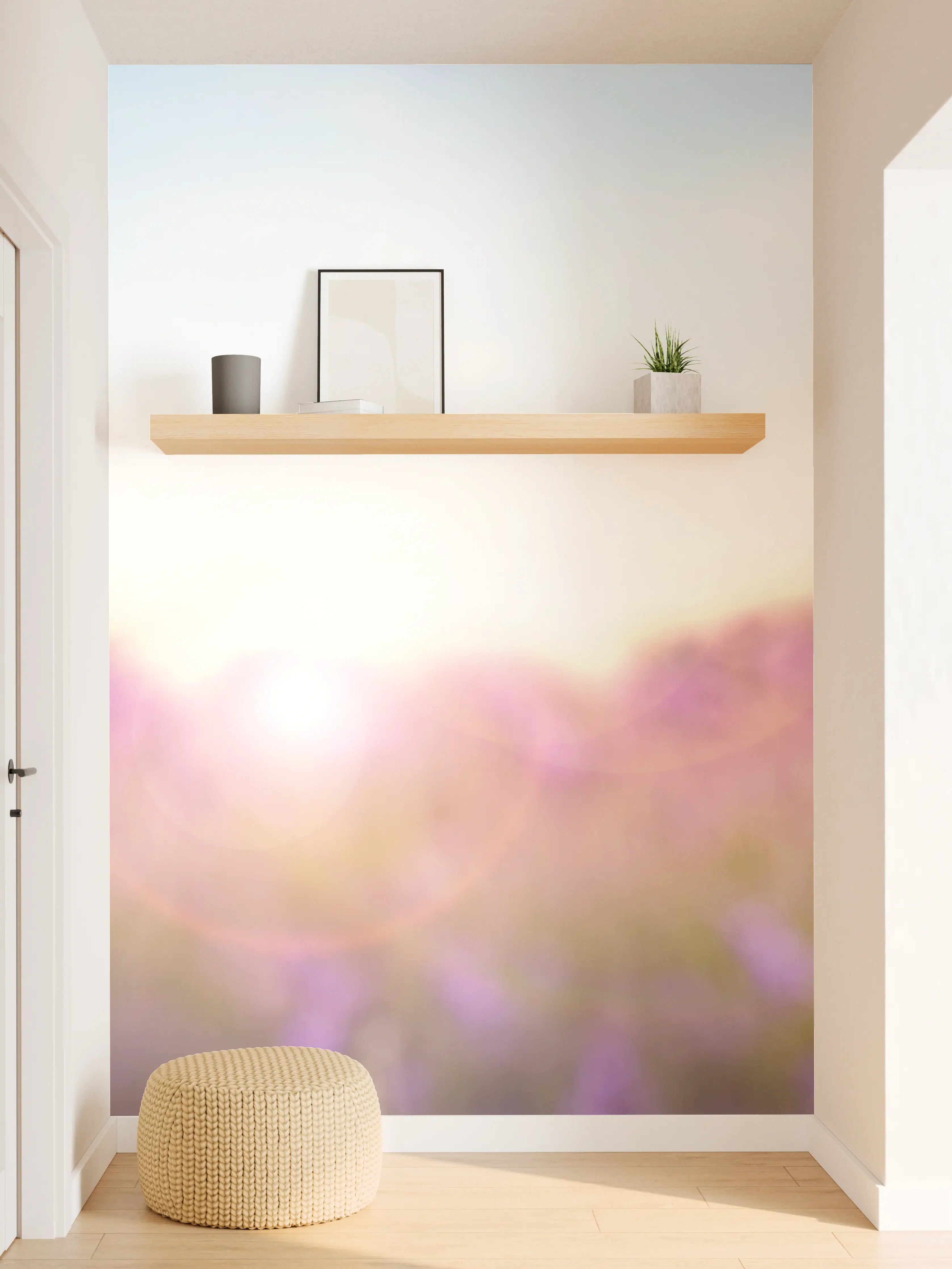 Wandverkleidung Flur - Lila Lavendelfeld im Morgenlicht