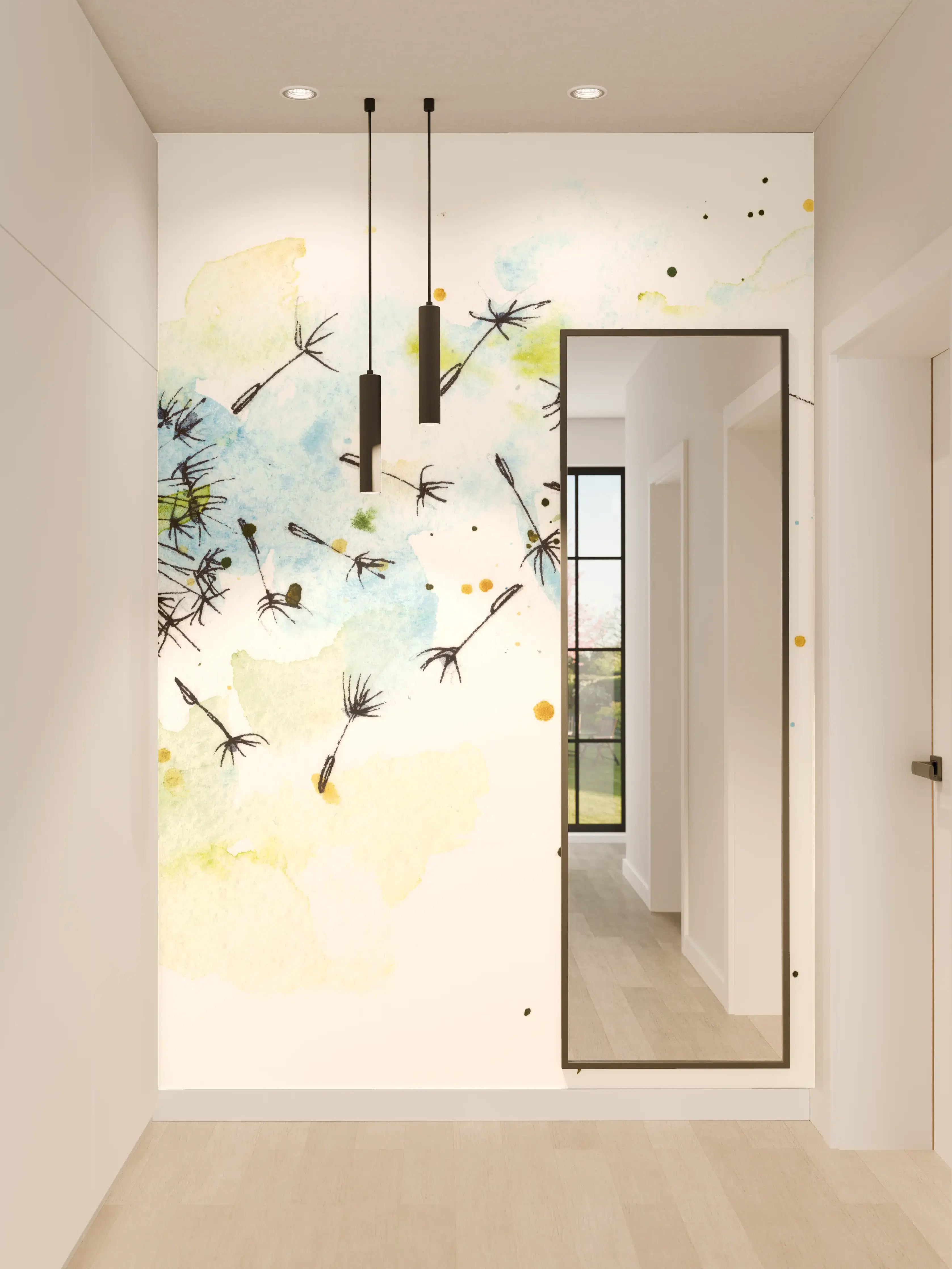 Wandverkleidung Flur - Löwenzahn Aquarell