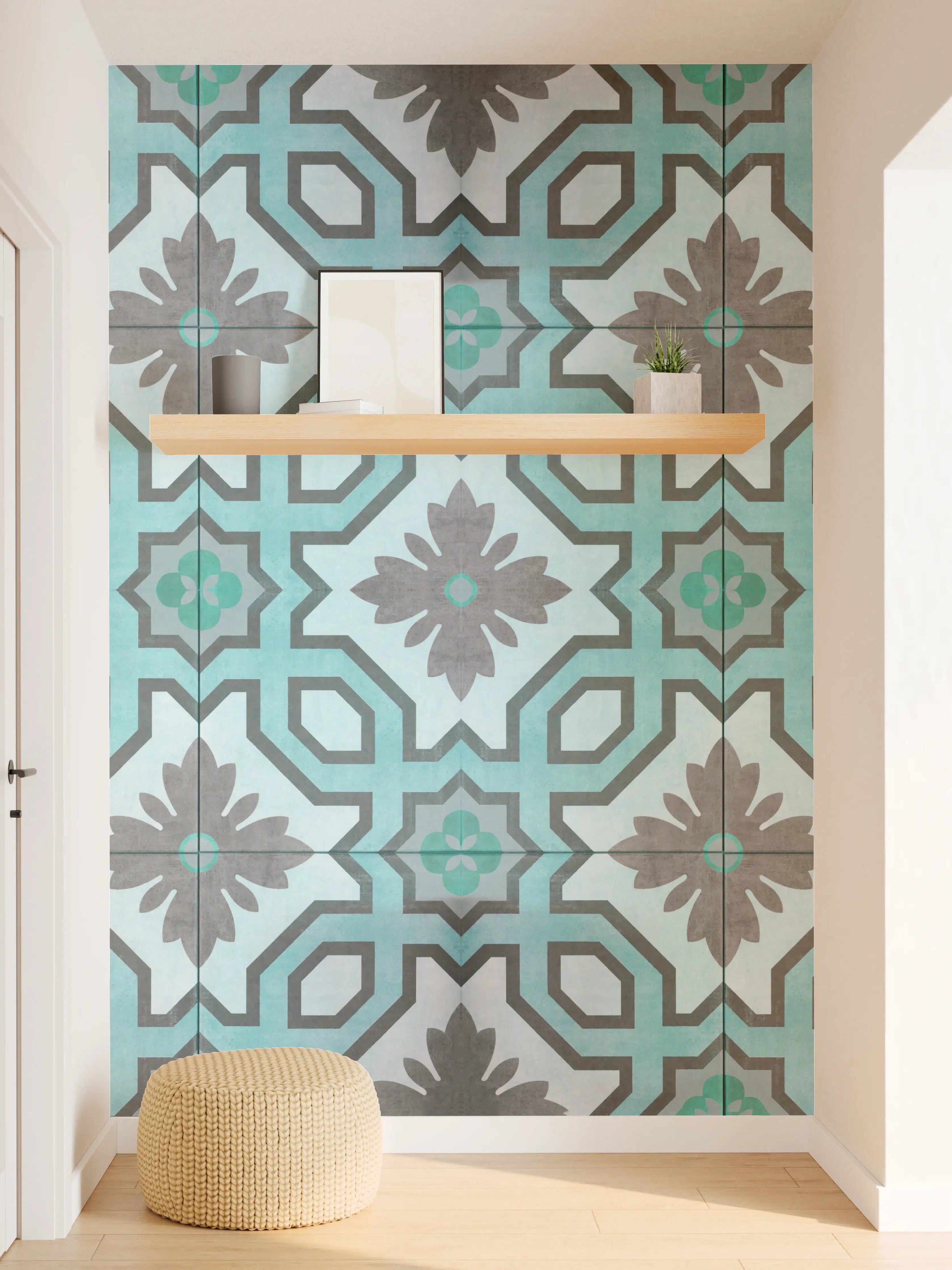 Wandverkleidung Flur - Luxuriöse türkise Fliesen