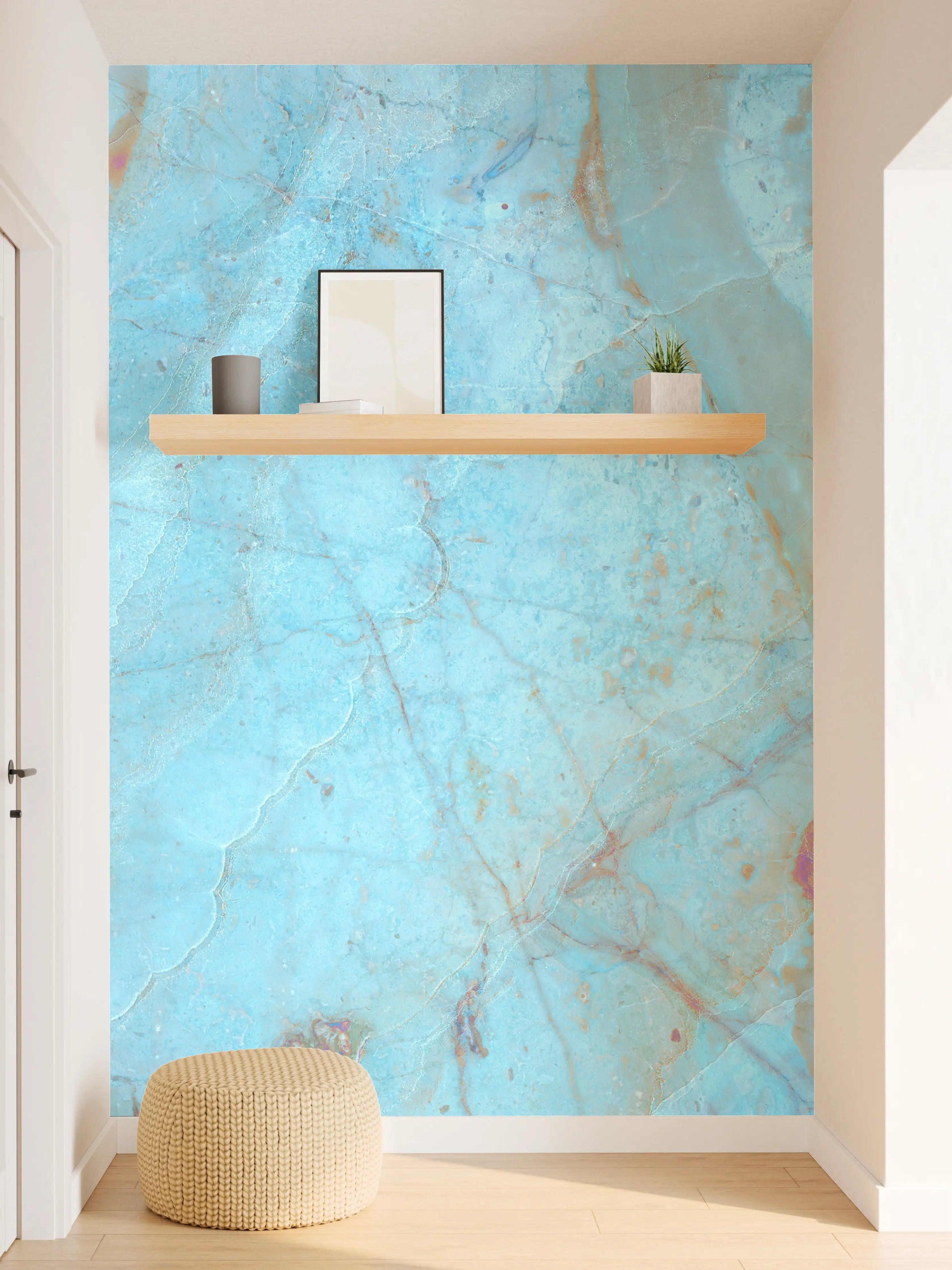 Wandverkleidung Flur - Luxuriöser Onyxmarmor in Aqua Tone