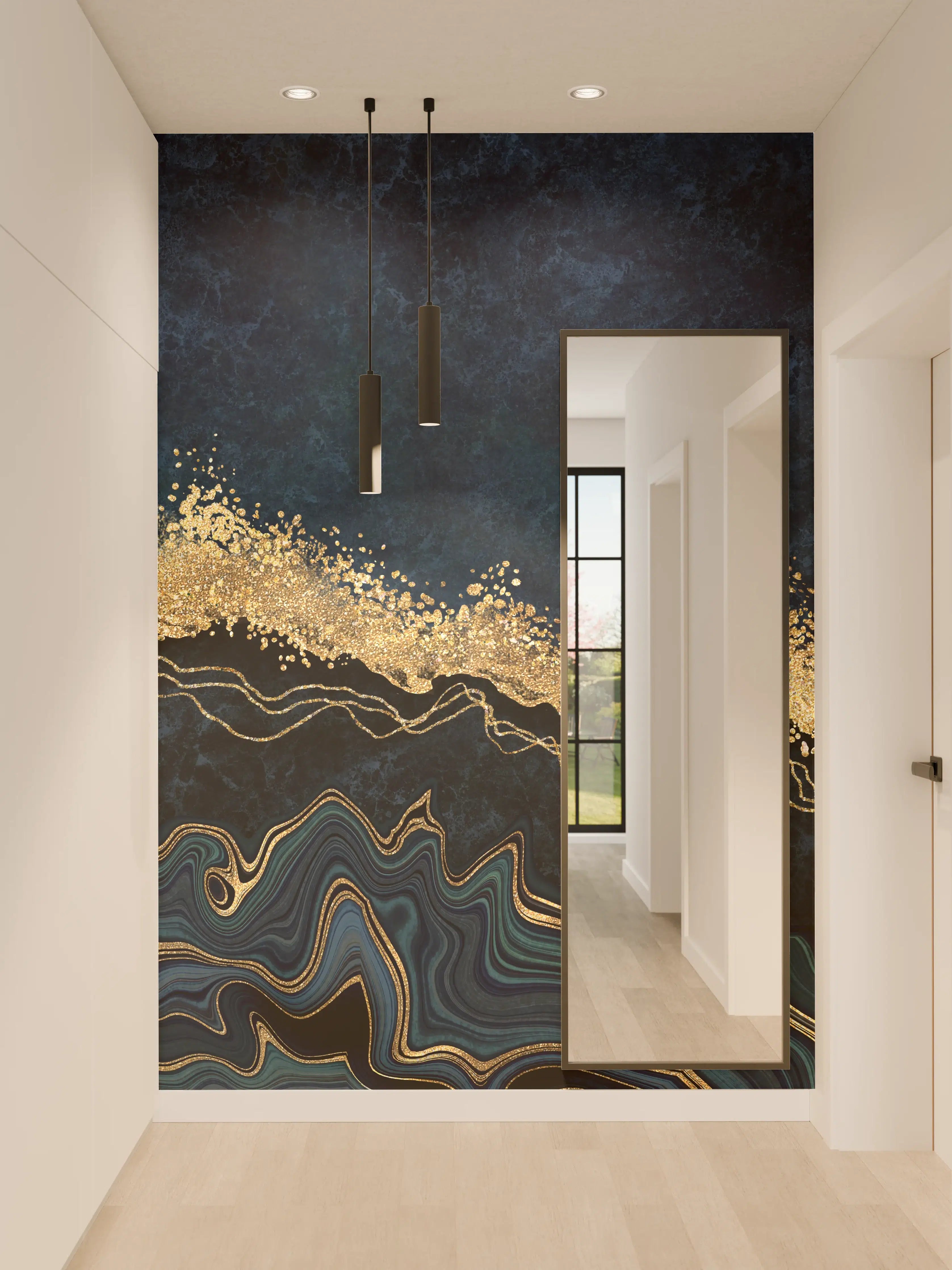 Wandverkleidung Flur - Luxuriöses Design mit goldenen Akzenten
