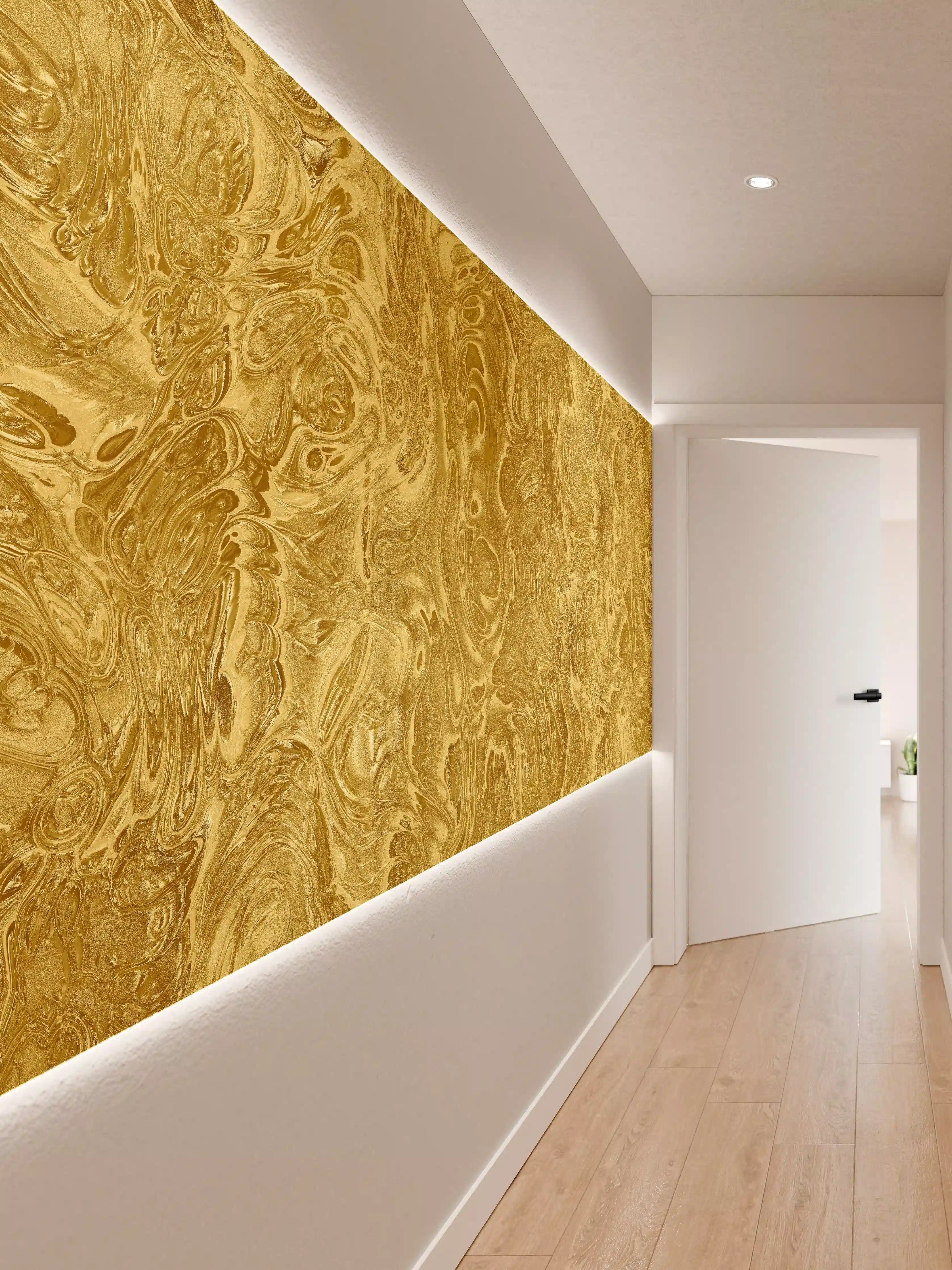 Wandverkleidung Flur - Luxus Goldmarmor Wandgestaltung