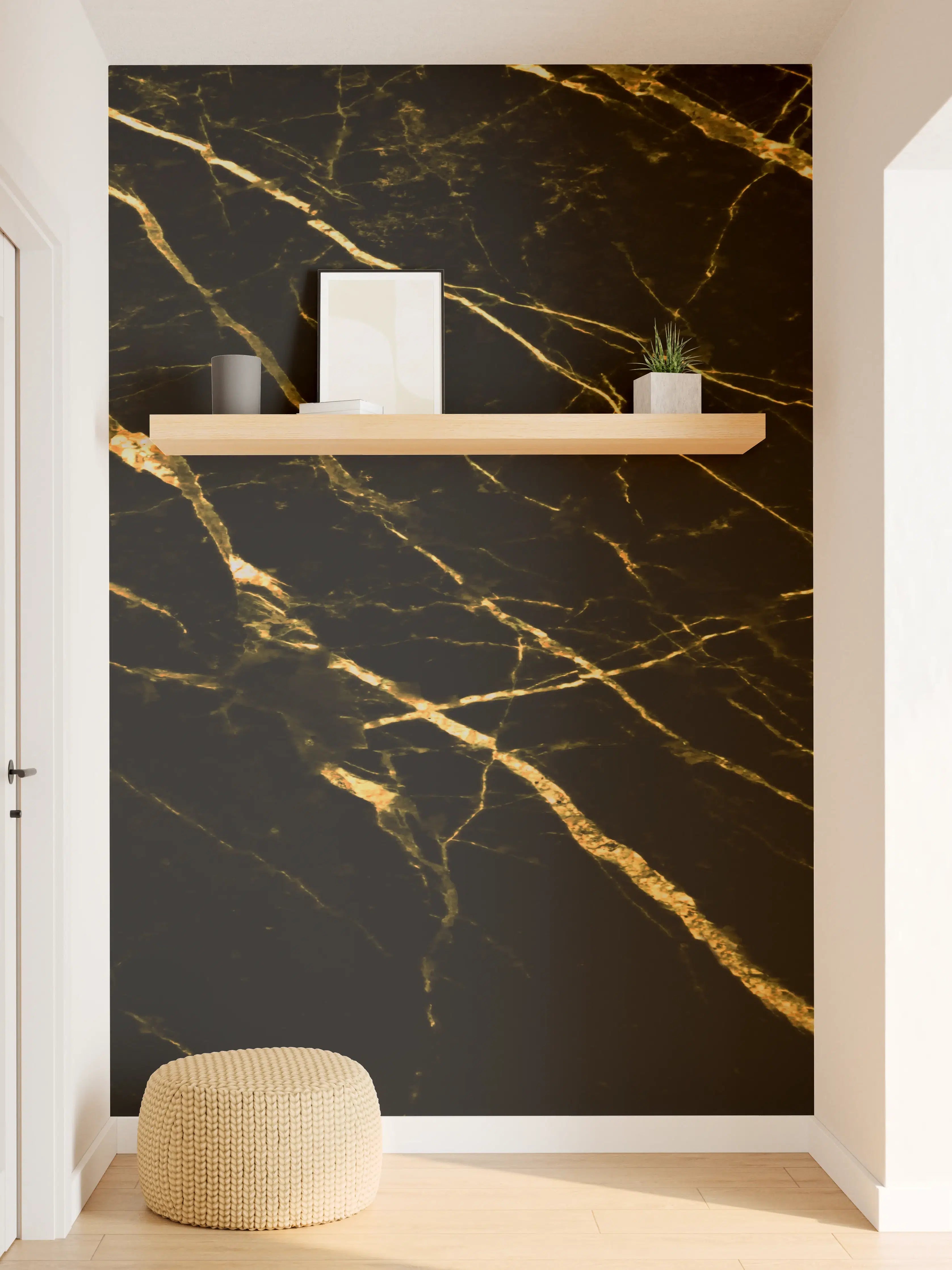 Wandverkleidung Flur - Luxus Goldmarmortextur