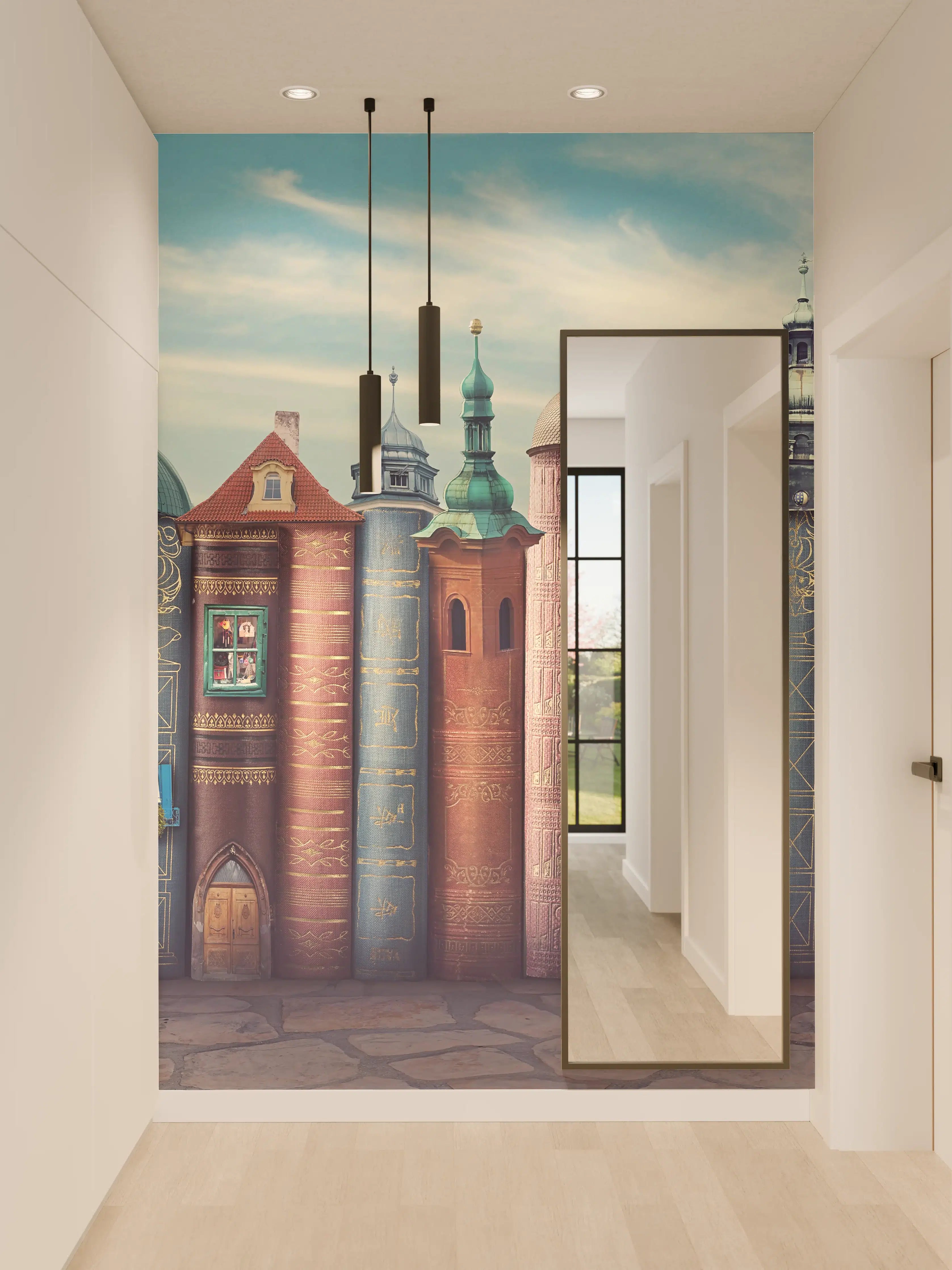 Wandverkleidung Flur - Magische Stadt aus Büchern