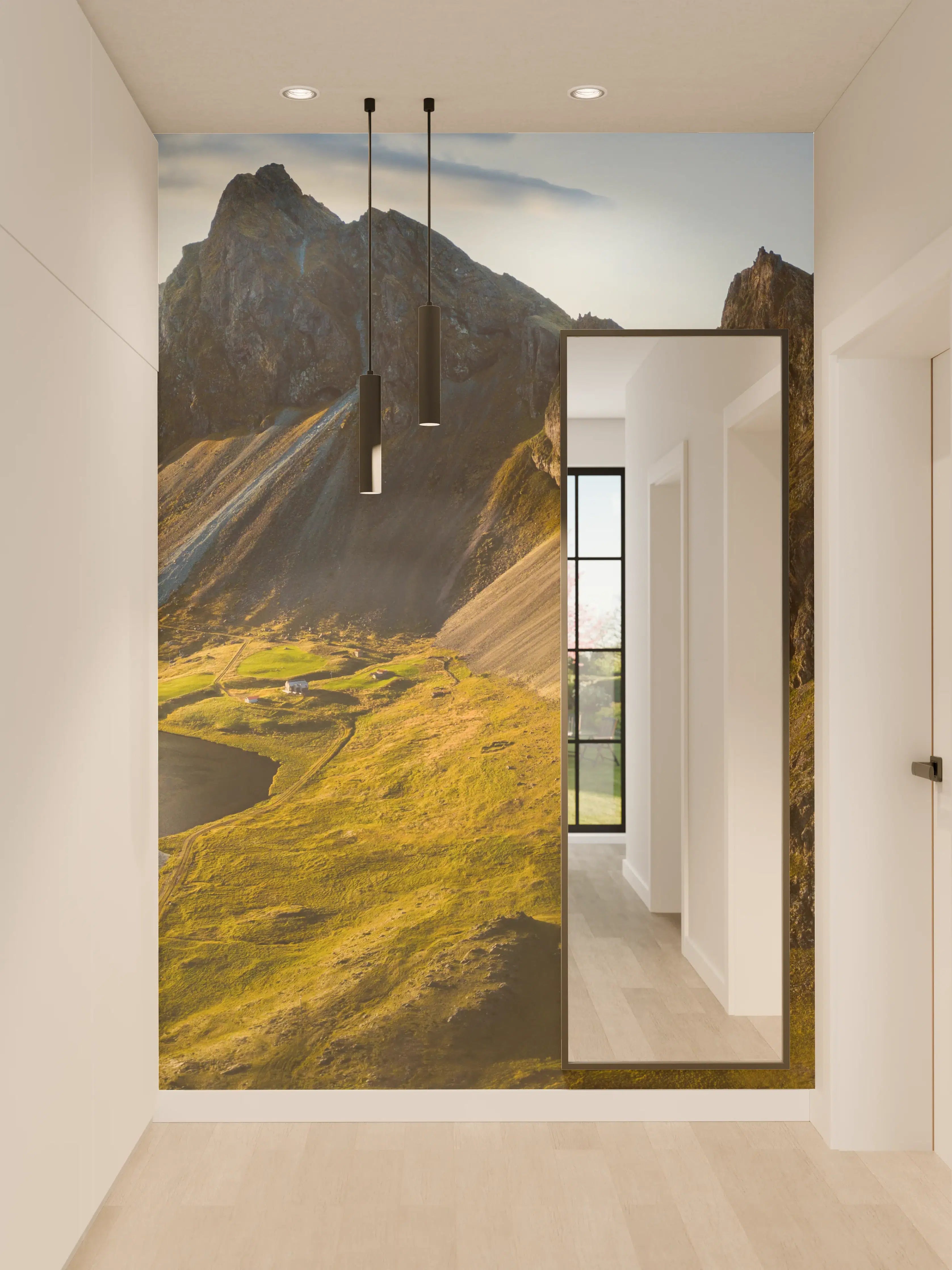 Wandverkleidung Flur - Majestätische Berglandschaft mit Wasserwegen