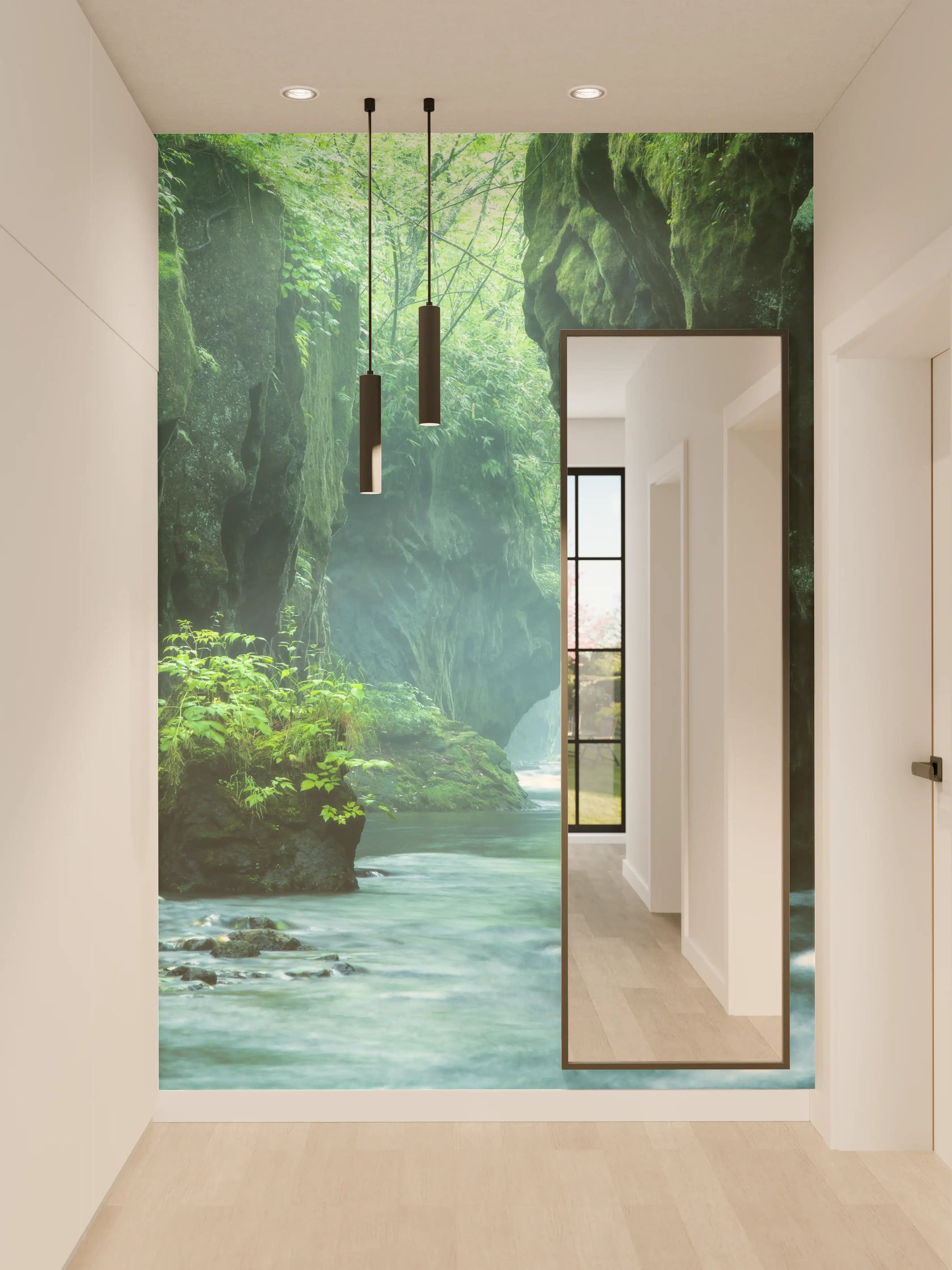 Wandverkleidung Flur - Majestätische Naturkulisse im Grünen