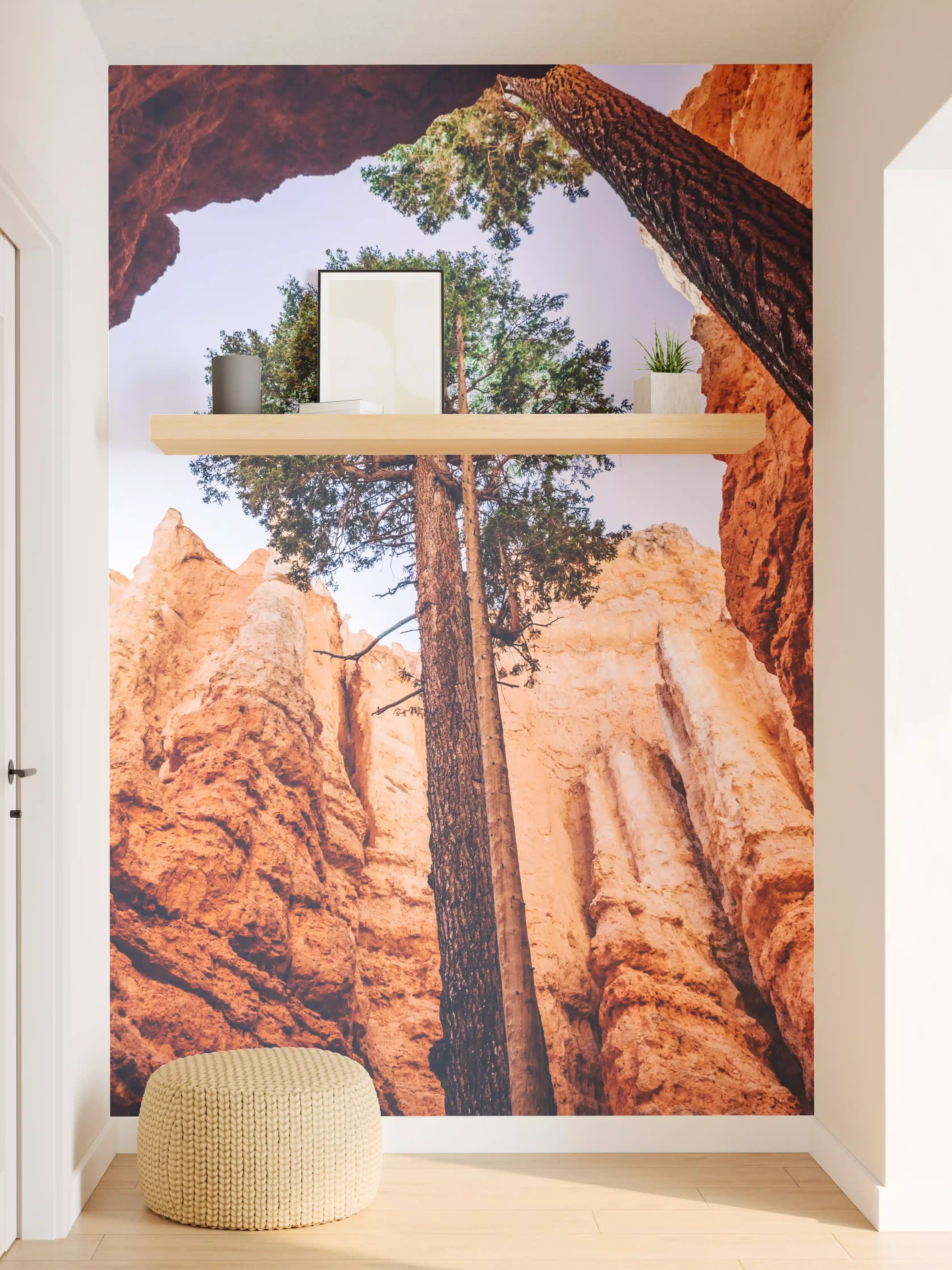 Wandverkleidung Flur - Majestätischer Baum in der Felsenschlucht