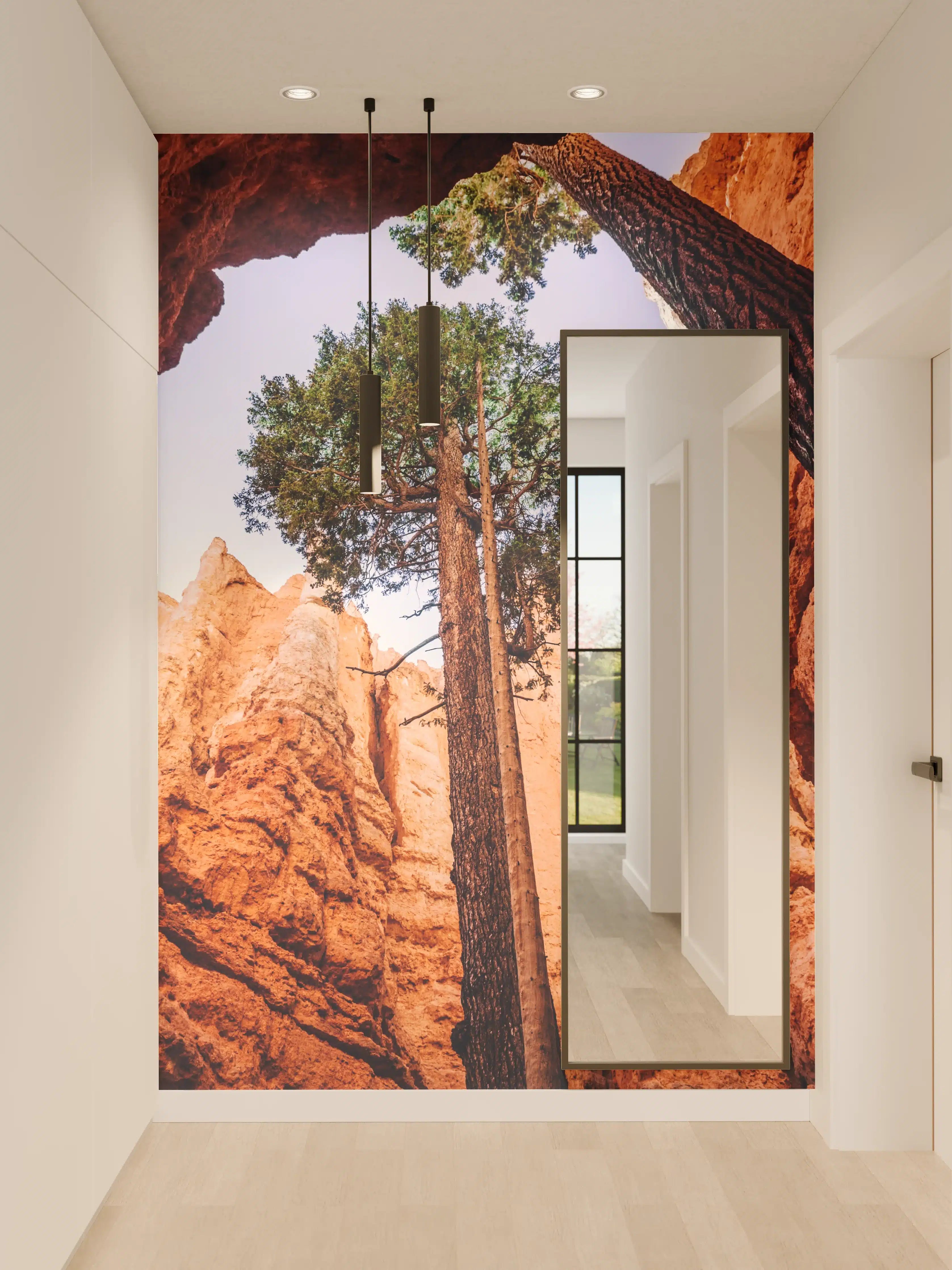 Wandverkleidung Flur - Majestätischer Baum in der Felsenschlucht