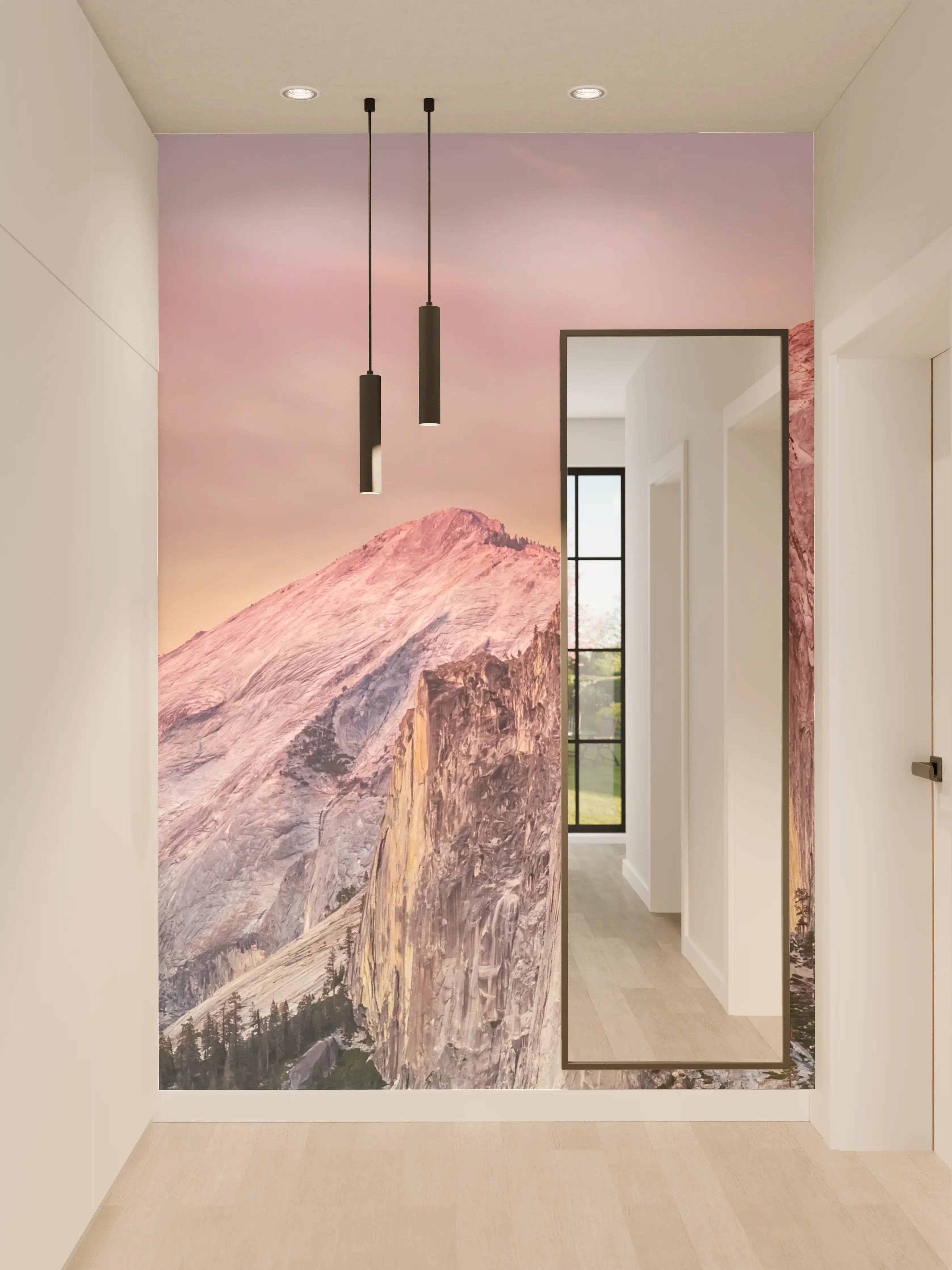 Wandverkleidung Flur - Majestätischer Berggipfel bei Sonnenuntergang