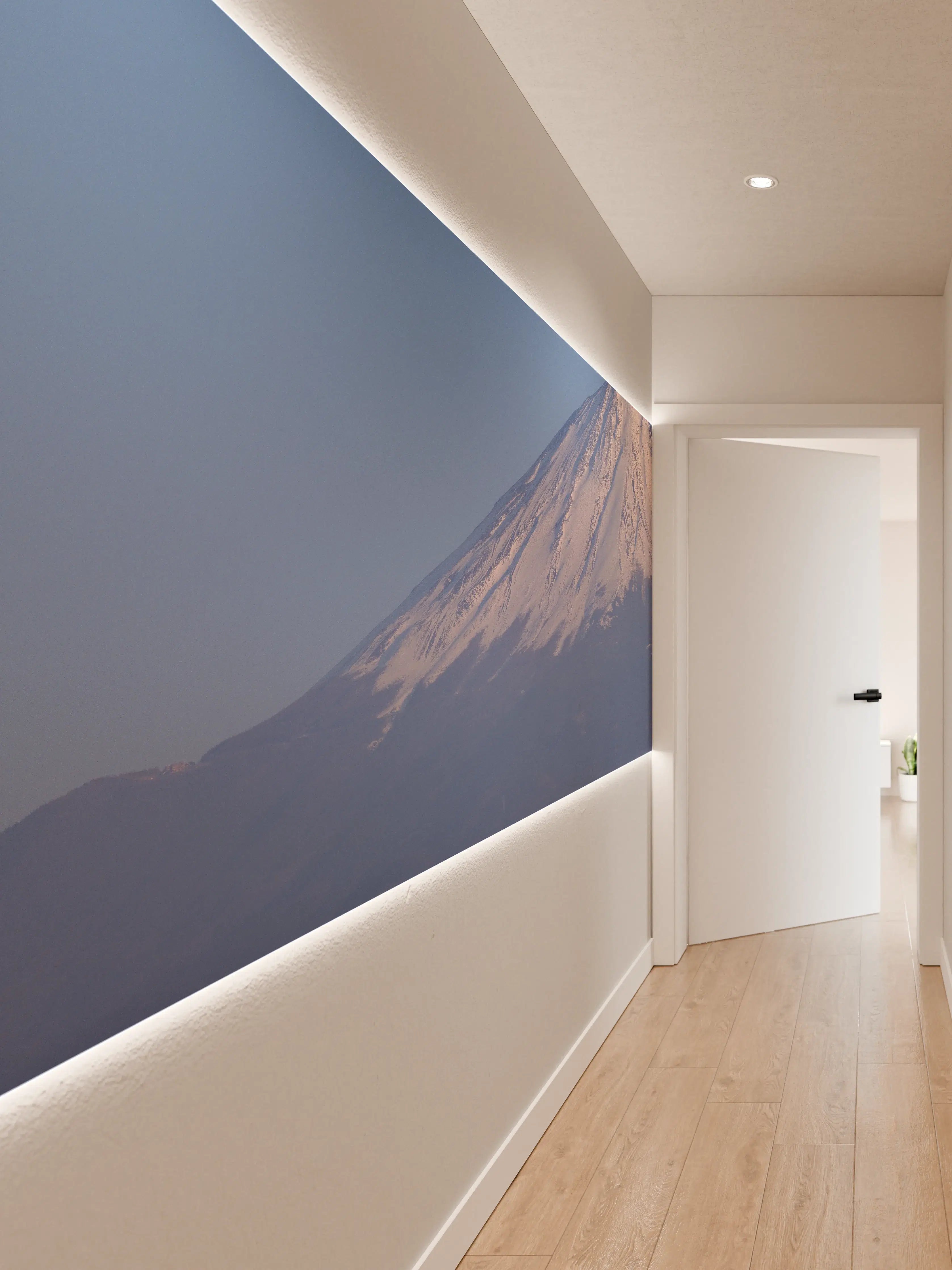 Wandverkleidung Flur - Majestätischer Blick auf den Mount Fuji bei Sonnenuntergang
