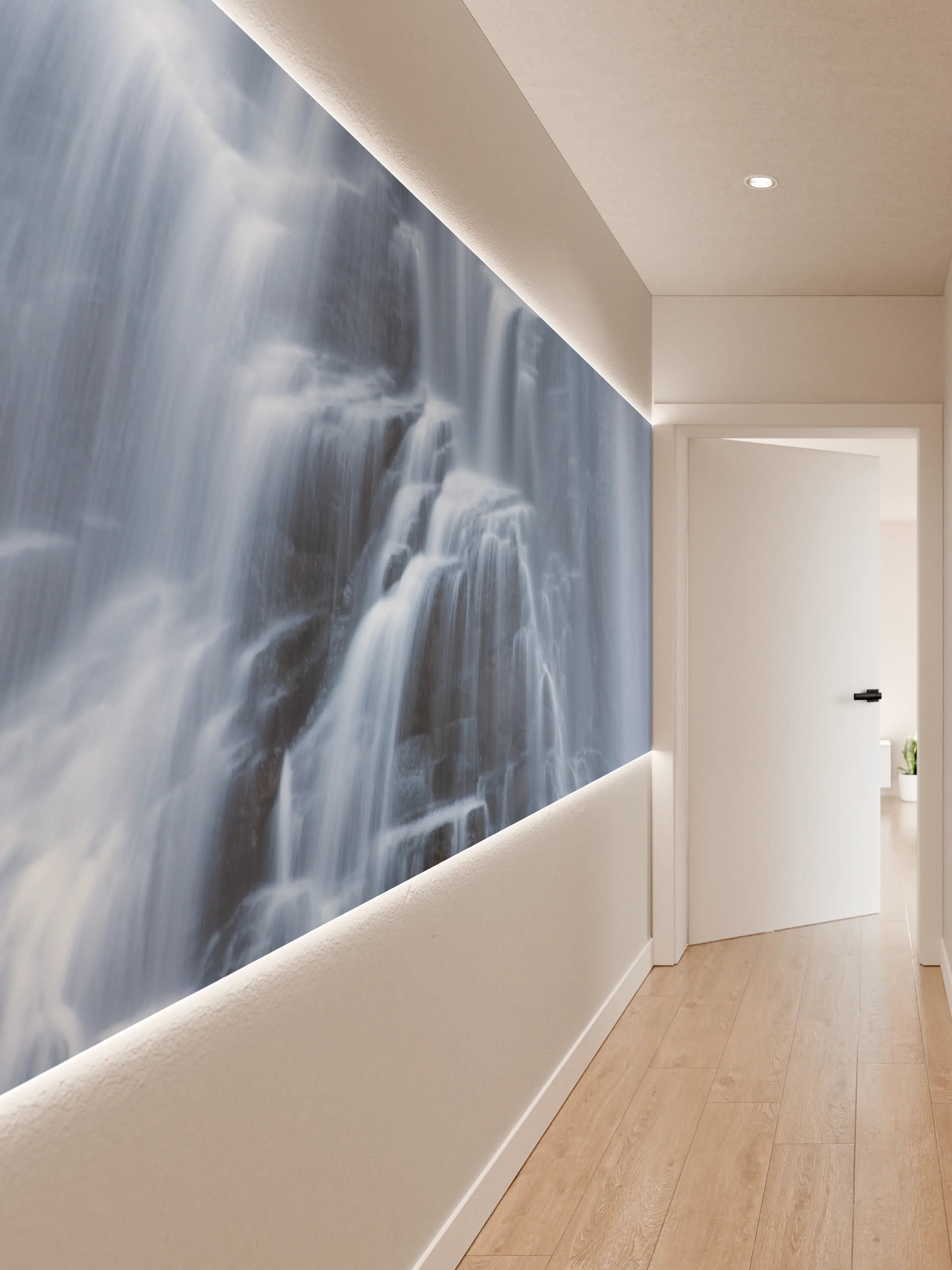 Wandverkleidung Flur - Majestätischer Wasserfall in ruhiger Natur